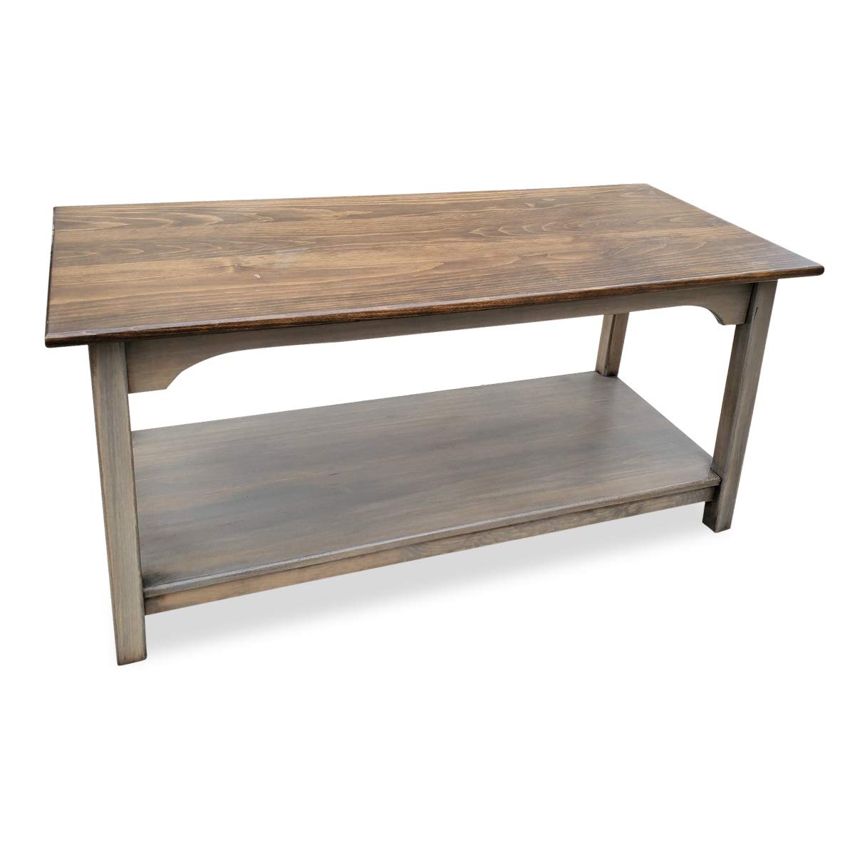 Rustic Wood Shaker Coffee Table with 2-Tier Shelves - Amish Farmhouse Furniture, Durable Real Wood Construction, 44