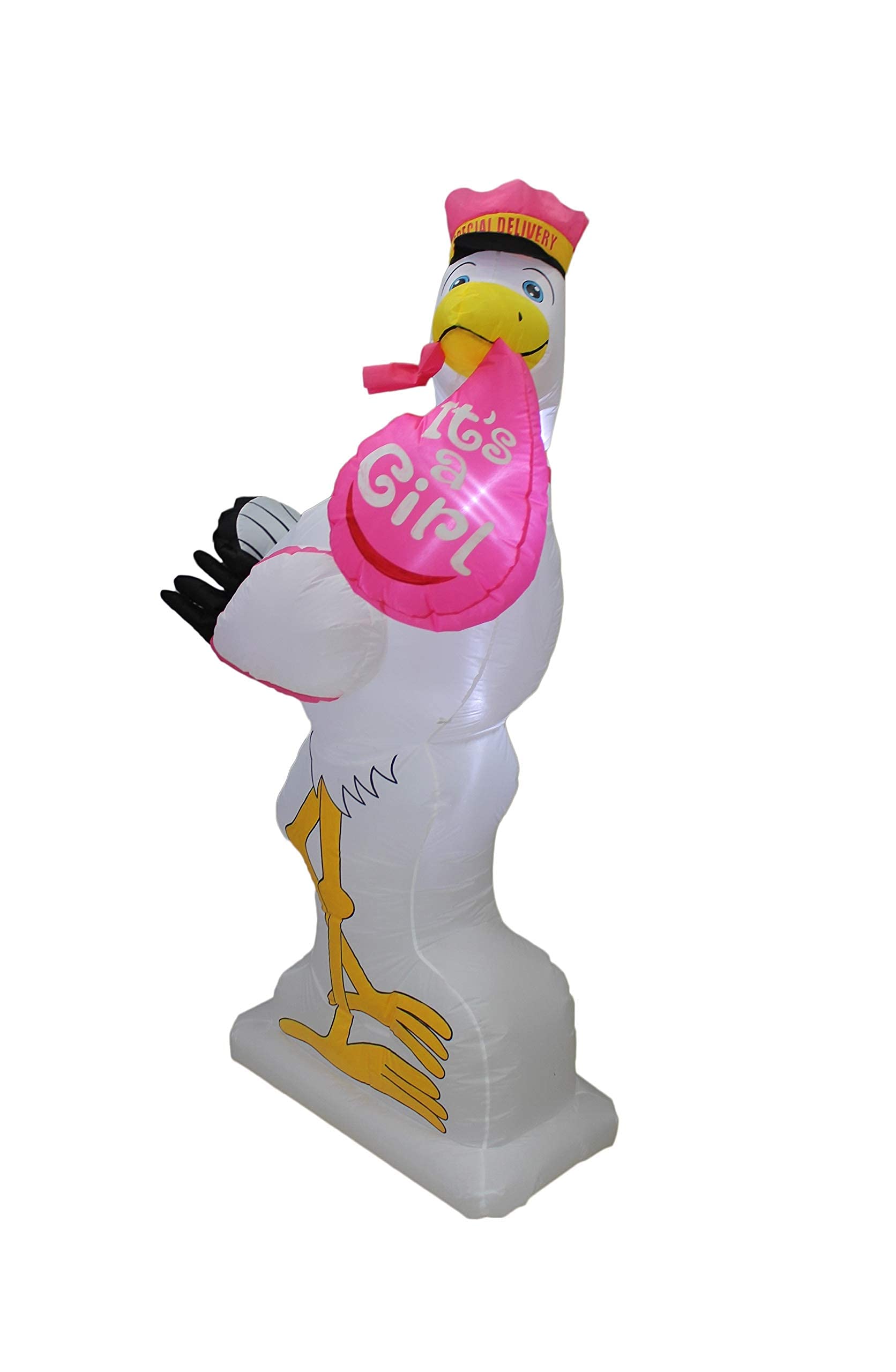 6ft Tall Inflatable Pink Stork & Happy Birthday Cake Decorations Bundle - It's a Girl Baby Shower & Birthday Party Supplies with LED Lights | Perfect for Outdoor Celebrations, Gender Reveals & Backyard Events