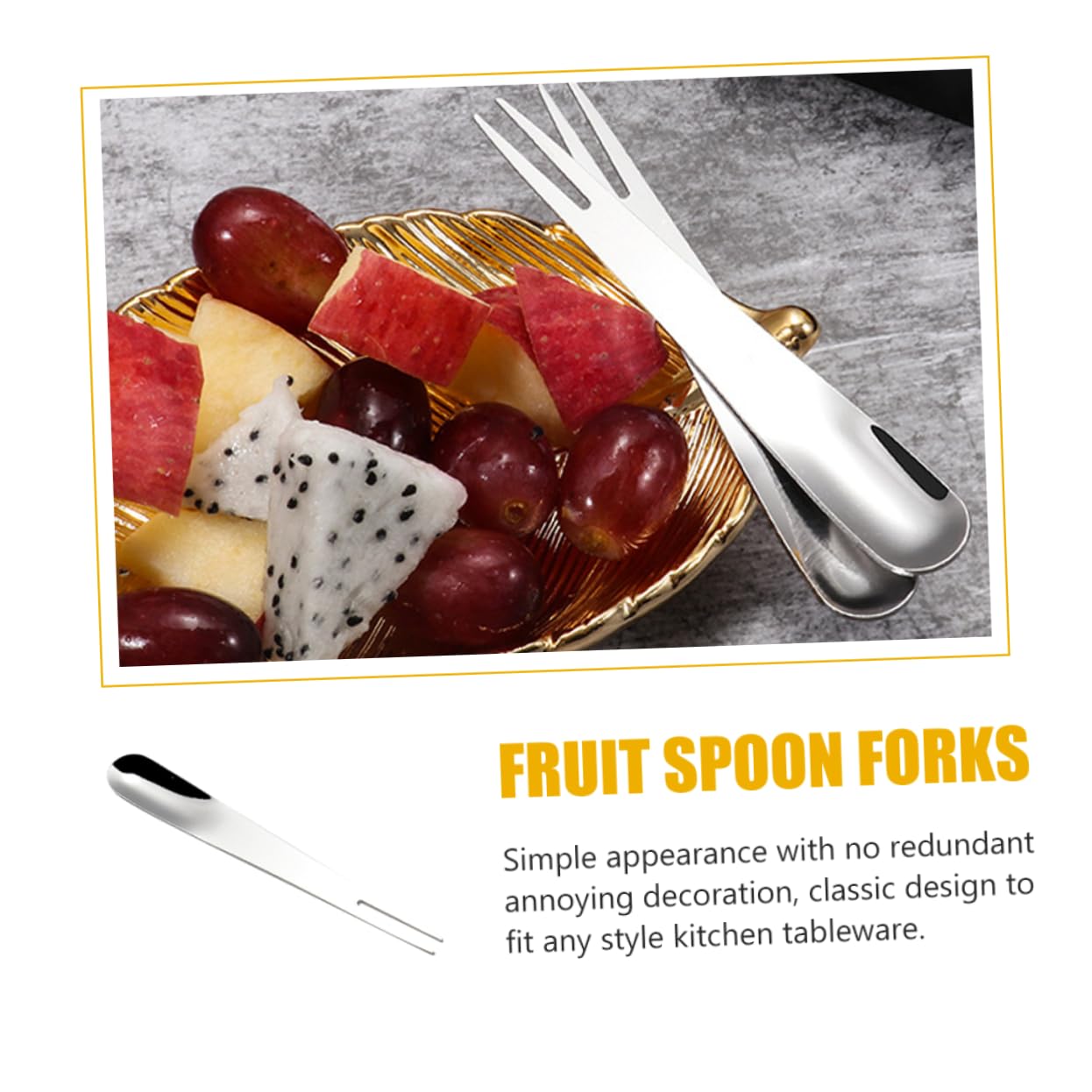 24-Piece Cabilock Portable Stainless Steel Fruit Forks & Cake Spoons Set - Durable, Non-Bendable Dessert Utensils for Parties, Picnics, BBQs & Home Snacking