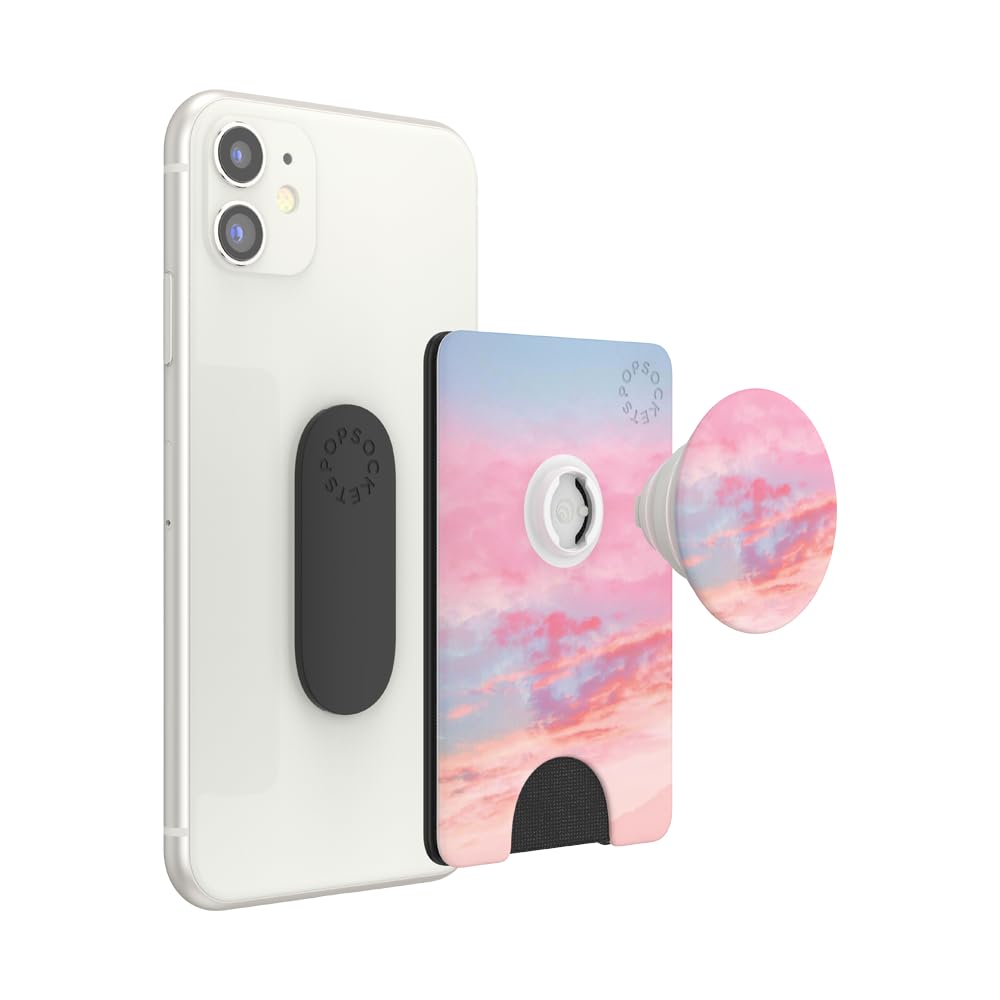 PopSockets Expanding Phone Grip & Wallet with Card Holder - Pink Clouds Design for Secure Phone Handling & Easy Card Access (Perfect for Travel, Shopping & Everyday Use)