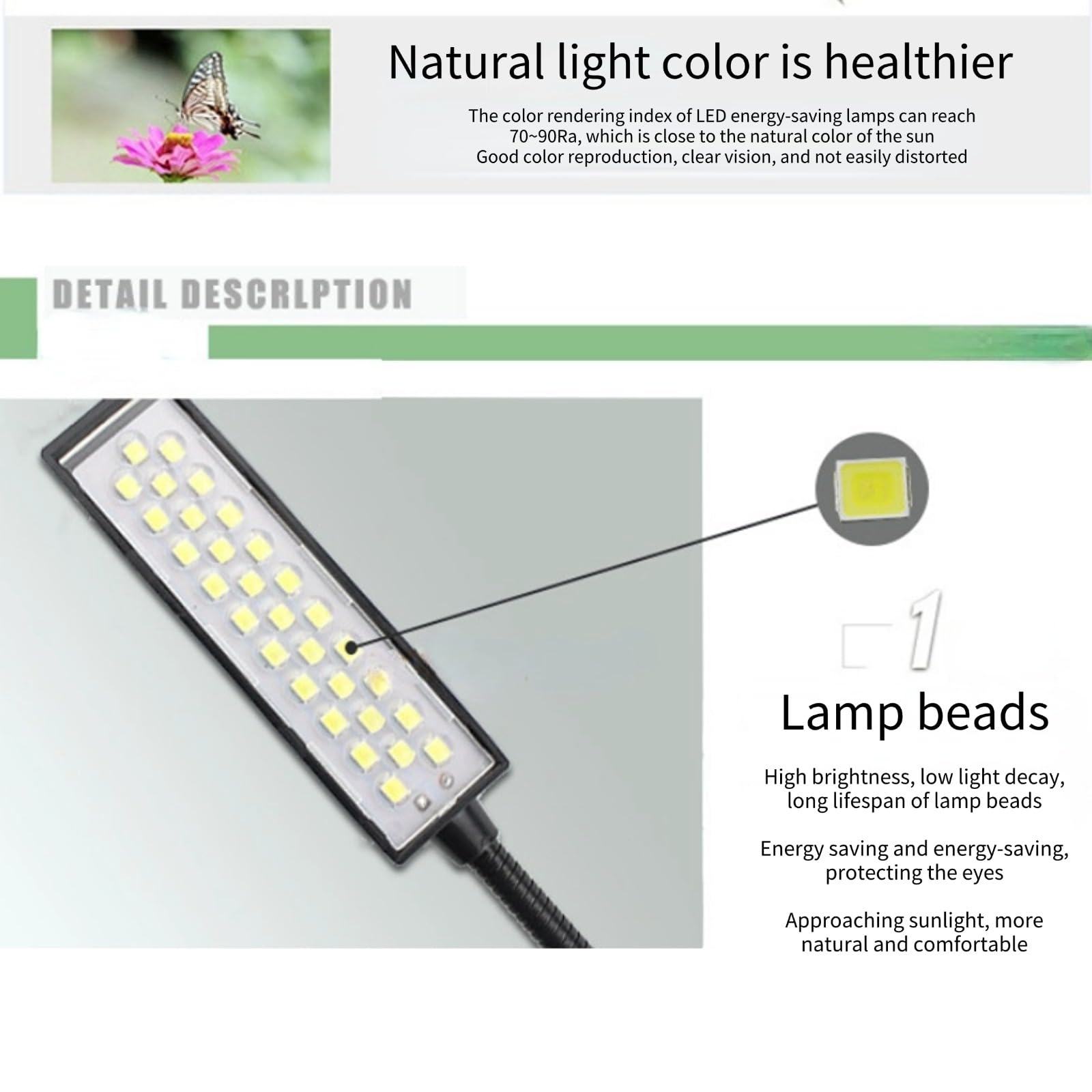 EECOO 30 LED Magnetic Desk Lamp with Adjustable Base & Flexible Gooseneck - Bright Work Light for Sewing Machine, Tool Bench, Crafting & Office Tasks (Perfect for DIY, Reading & Detailed Work)