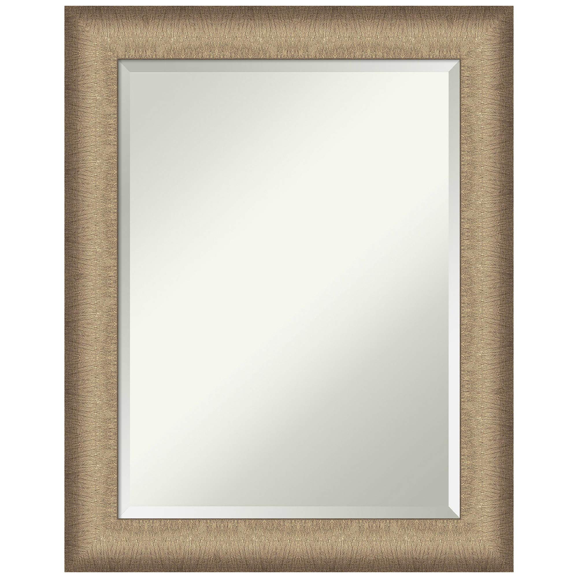 Amanti Art 18x24 Inch Vanity Mirror with Brown Frame & Brushed Bronze Finish - Elegant Bathroom Mirror for Makeup, Shaving & Home Decor