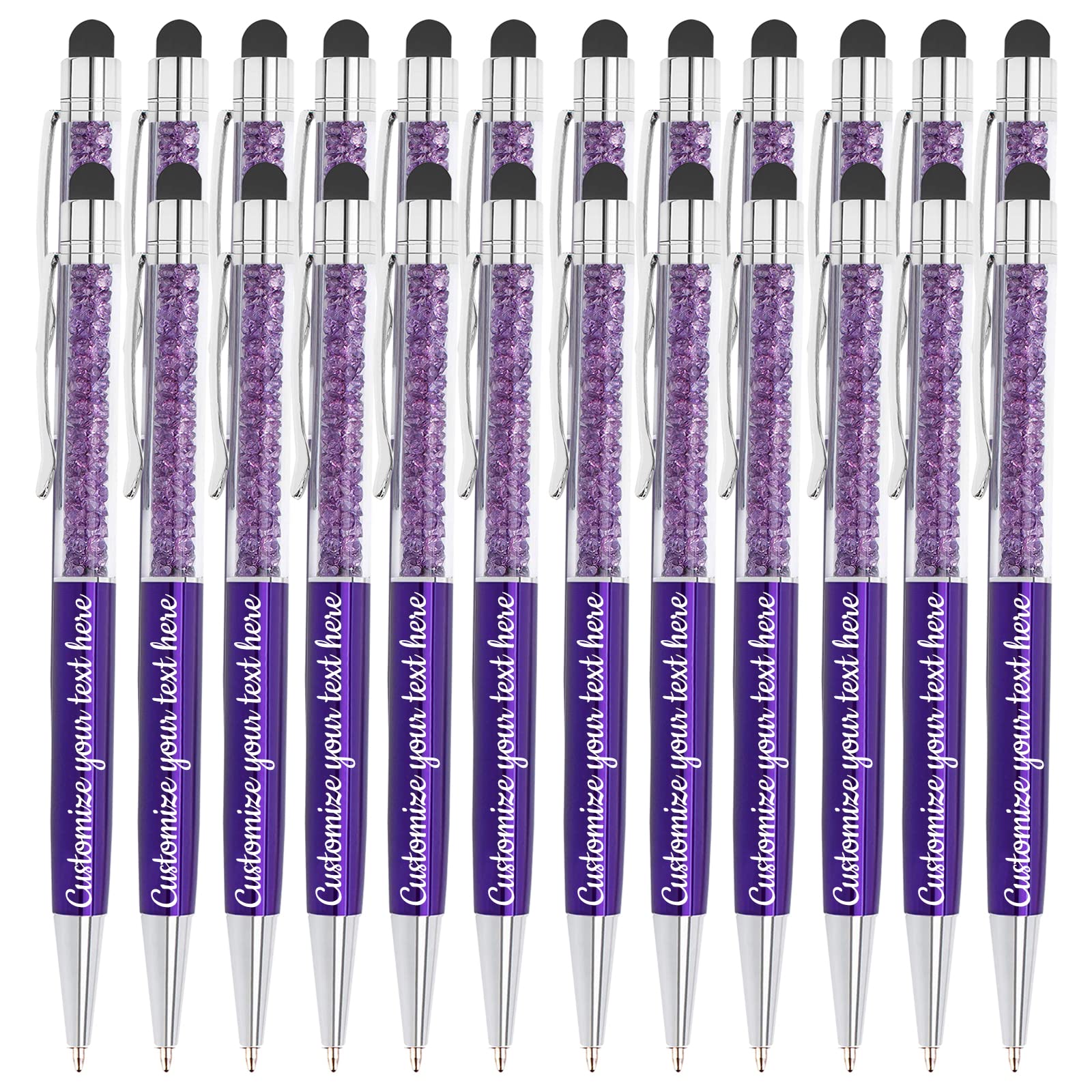 Custom 300-Piece Crystal Ballpoint Pens - Personalized Stylus Pen with Your Name/Text - Capacitive Touchscreen Pens for Note Taking, Tablets & Office Use - Premium School & Stationery Supplies for Business, Gifts & Everyday Writing