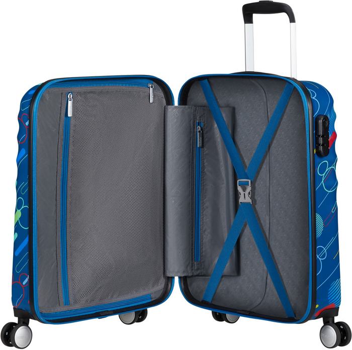 American Tourister Disney Wavebreaker Carry On Spinner Luggage - Mickey Future Pop Design, Lightweight Hardshell Suitcase for Travel, Business Trips & Family Vacations