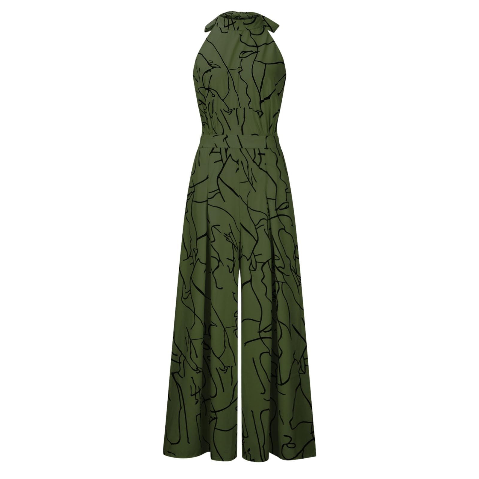 Elegant Women's Summer Halter Jumpsuit - Dressy Wide Leg Pantsuit with Pockets | Sleeveless Business Casual Romper for Office, Party & Vacation | Breathable & Stylish Outfit for Work, Cocktail Events & Summer Travel