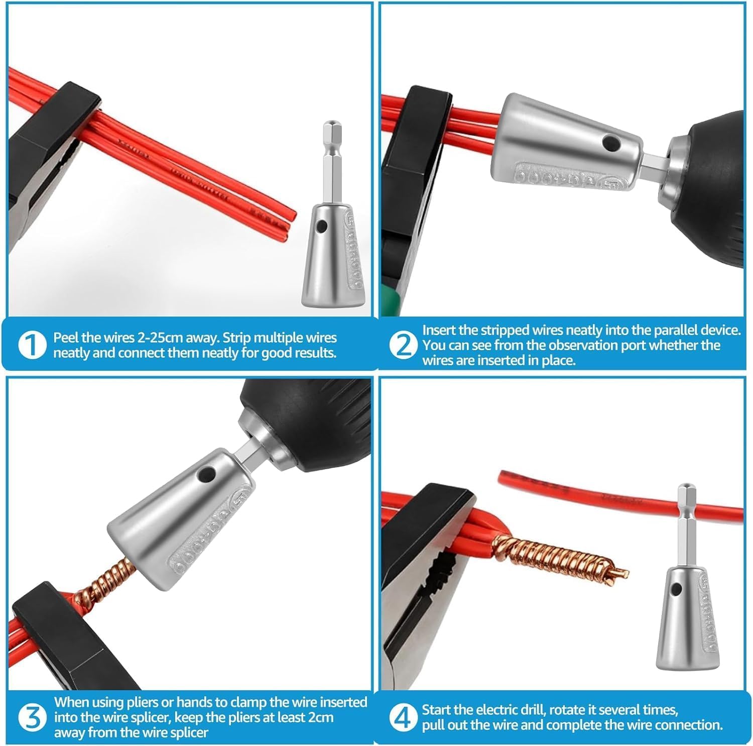 **Walquicks Electric Drill Wire Twisting Tool - Automatic Wire Connector & Stripper for Electricians - Fast Cable Stripping & Twisting Tool (2PCS) - Perfect for DIY Projects, Electrical Repairs & Professional Wiring**