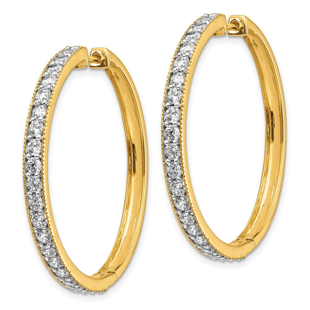 14K Gold Diamond Milgrain Hinged Hoop Earrings - EM4286 Vintage Style for Women | Elegant Wedding, Anniversary & Special Occasion Jewelry Gift