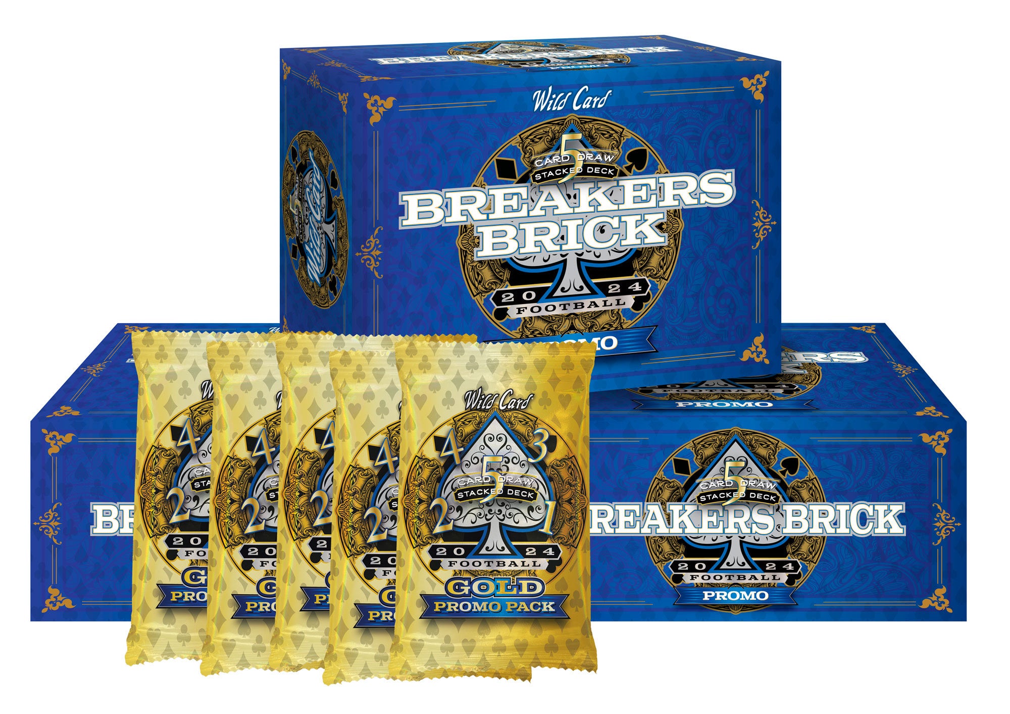 2024 Wild Card 5 Card Draw Stacked Deck Football Gold Promo Trading Cards - Perfect for Collectors, Breakers, and Fantasy Football Fans | Great for Gifts, Auctions, and Game Nights
