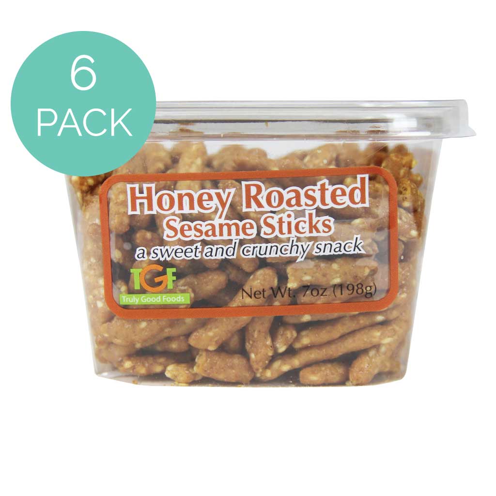 Crunchy Honey Roasted Sesame Snack Sticks - 6 Pack (7oz Cubes) - Perfect for On-the-Go Snacking, Lunchboxes & Healthy Office Treats