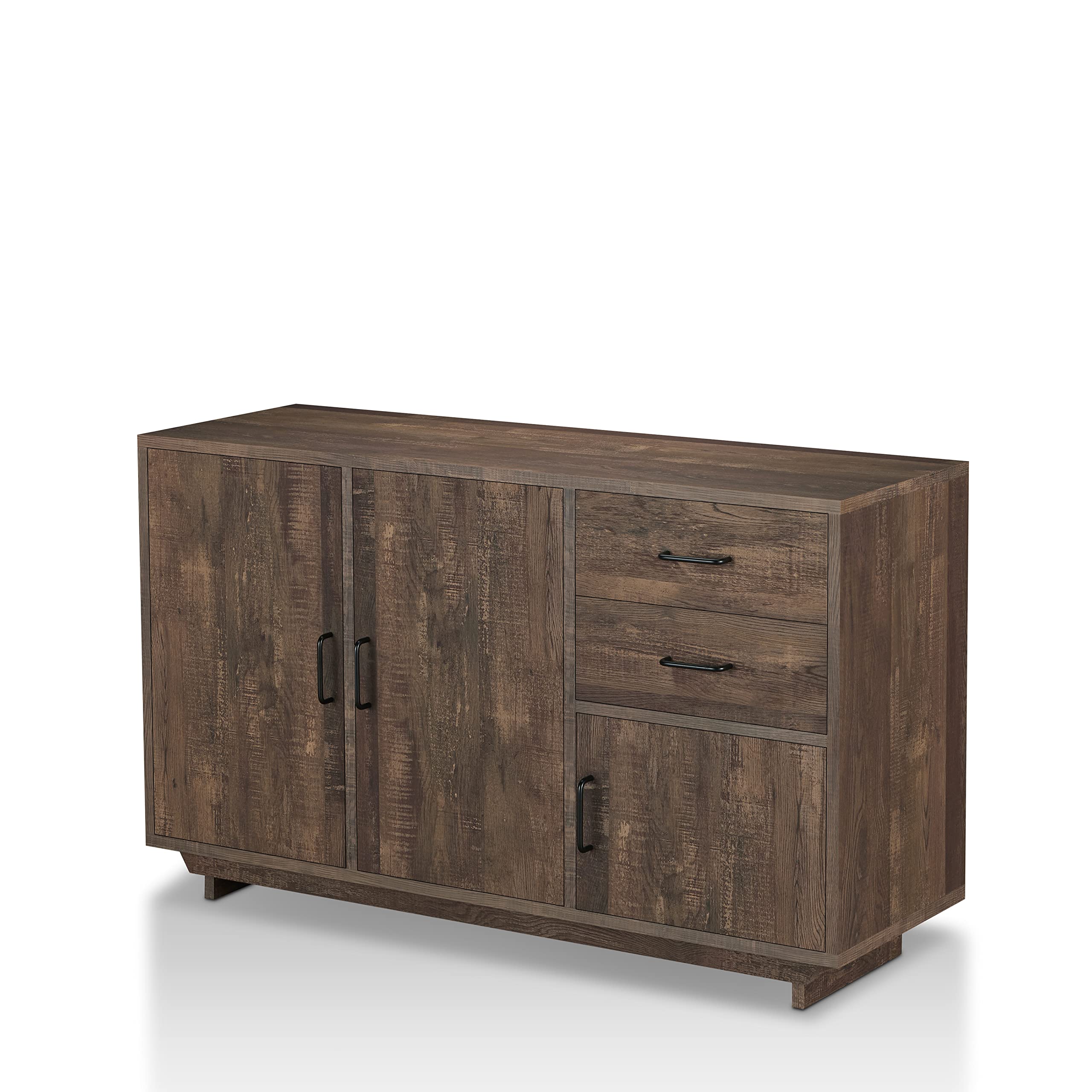 HOMES: Inside + Out Finn Wood Buffet Table - Rustic Reclaimed Oak Kitchen Storage Cabinet with Doors & Shelves, Industrial Sideboard for Entryway, Dining Room & Living Room - Perfect for Home Organization & Farmhouse Decor