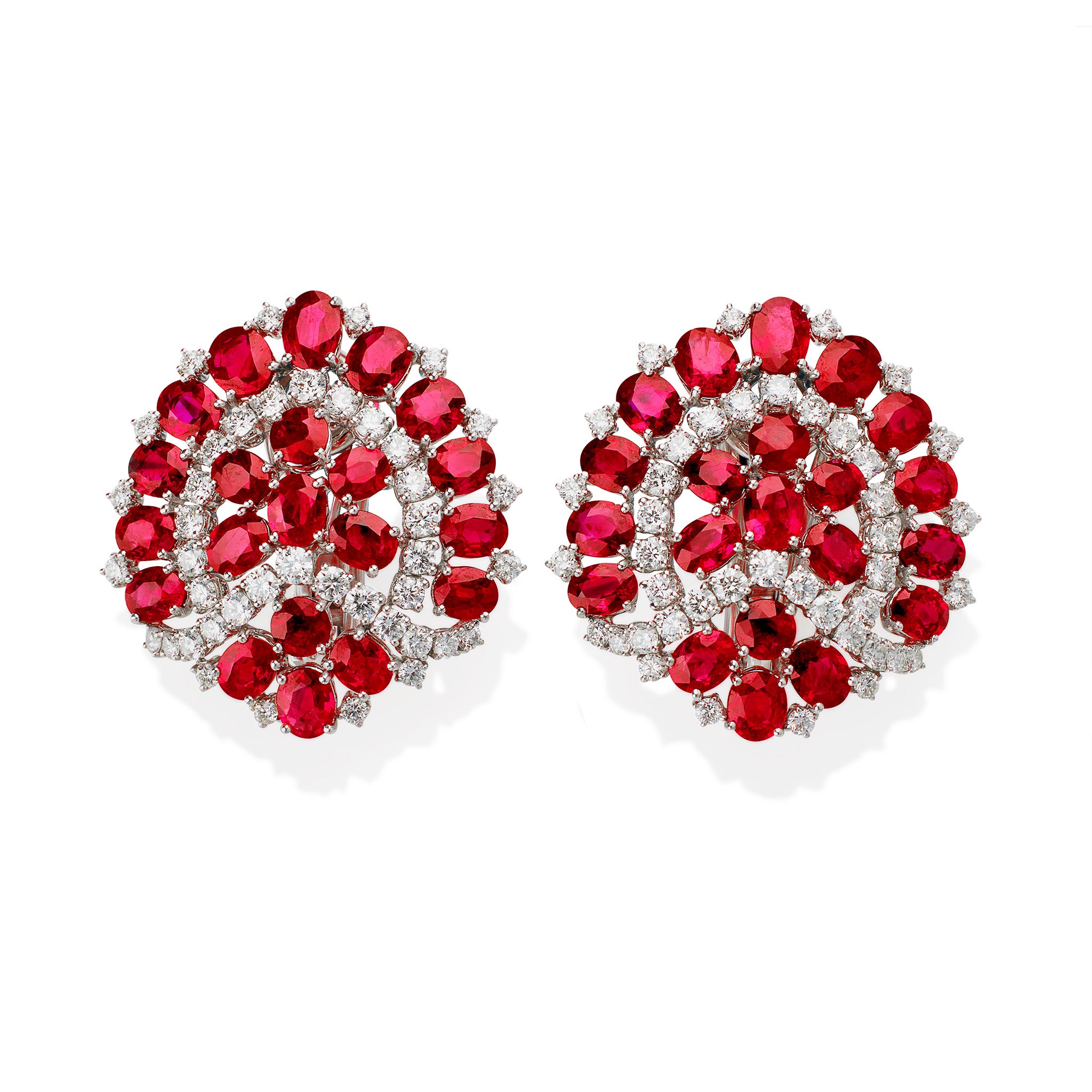 Vintage Bulgari Roma 1960s Burma No Heat Ruby & Diamond Clip-On Earrings | Luxury Antique Jewelry for Weddings, Galas & Special Occasions