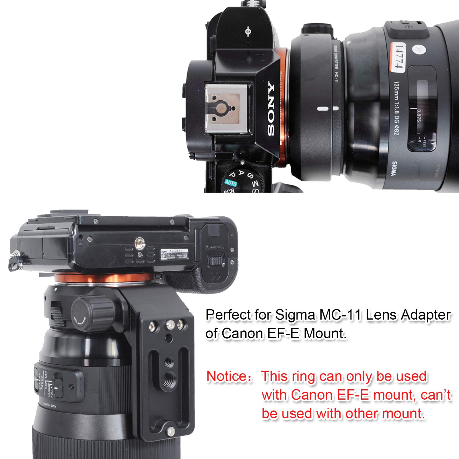 iShoot Tripod Mount Ring - All Metal Lens Collar Support Bracket for Sigma MC-11 Mount Converter (Canon EF-E Mount) | 61.5mm Lens Holder with Arca Swiss Quick Release Plate | Perfect for DSLR Photography, Videography & Travel Shooting
