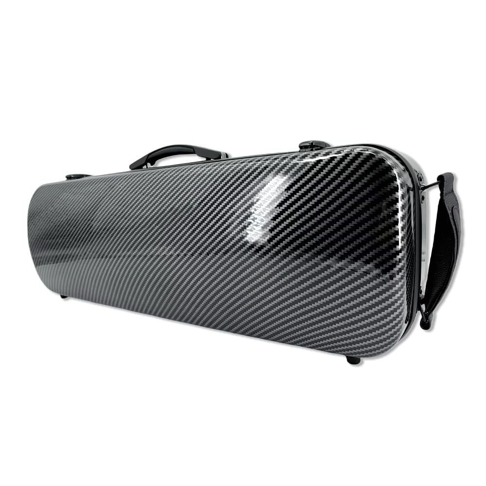Yinfente 4/4 Full Size Carbon Fiber Violin Case - Oblong Shape with Music Sheet Pocket, Adjustable Back Strap & Built-in Hygrometer | Lightweight & Portable Professional Violin Bag for Performances, Travel & Storage