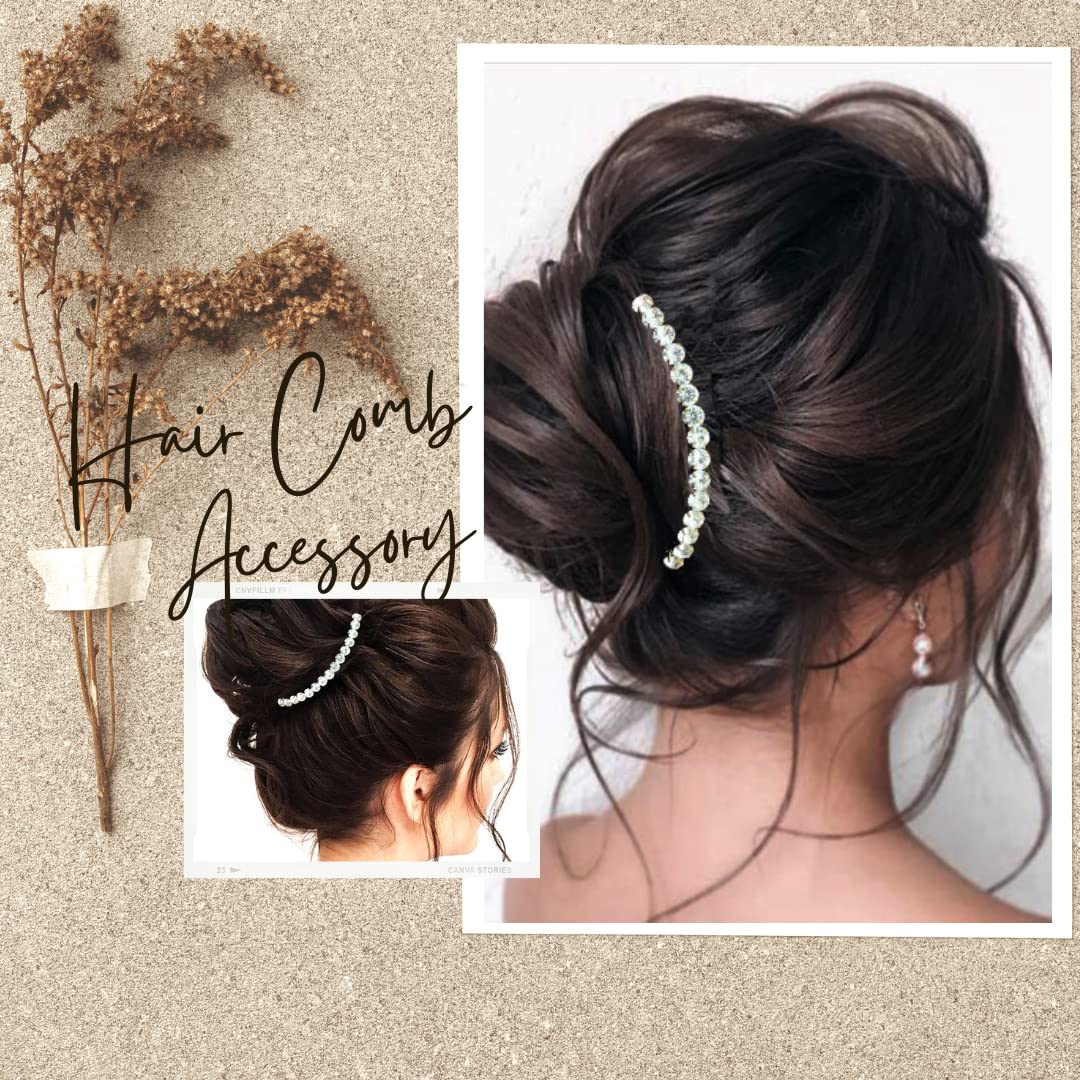 Elegant Silver Hair Comb Slide with White Stone - Hair Pin for Women & Girls, Perfect for Weddings, Parties & Everyday Styling - Hair Accessories (2466)
