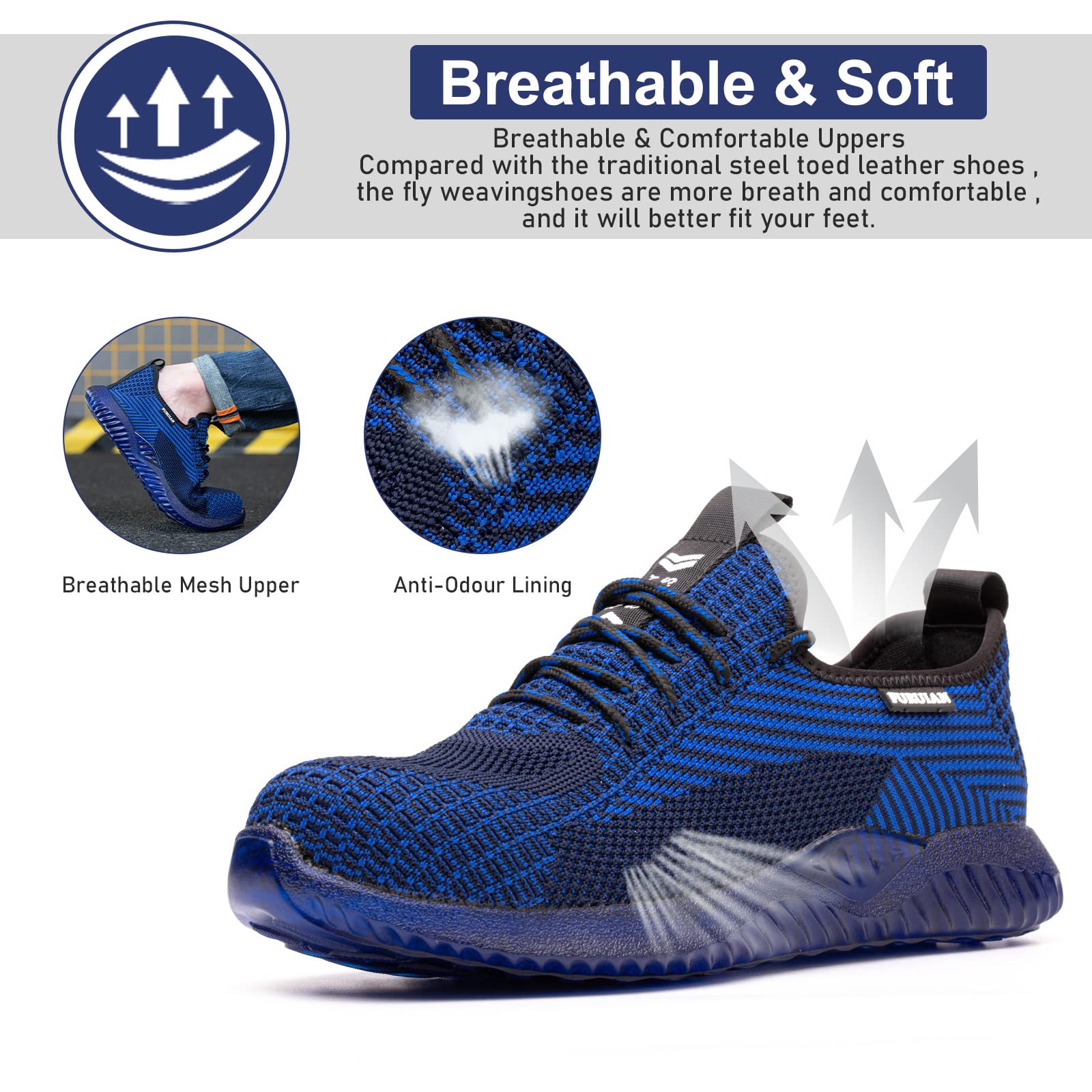 Steel Toe Shoes for Men & Women - Comfortable Non-Slip Safety Work Sneakers for Warehouse, Construction & Industrial Use | Durable & Protective Footwear