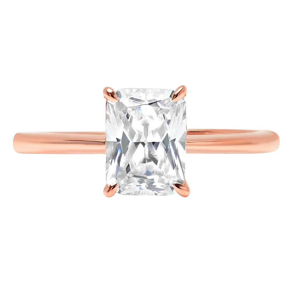 1.7ct Brilliant Radiant Cut Solitaire Genuine Moissanite Ring in 14k Rose Gold - Ideal D Color, 4-Prong Setting for Women | Perfect for Engagement, Anniversary & Special Occasions