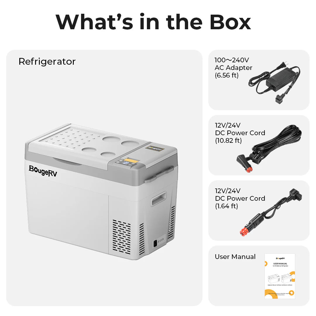BougeRV CRPRO20 21-Quart 12V Portable Car Refrigerator Freezer - Compact Cooling for Road Trips, Camping & Outdoor Adventures