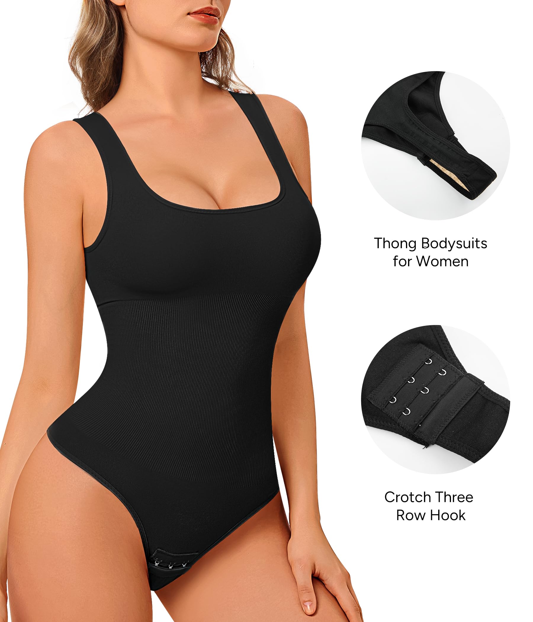 Nobility Women's Tummy Control Shapewear Bodysuit - Slim Fit Square Neck Body Shaper for Smoothing & Sculpting | Perfect for Dresses, Workouts & Everyday Wear