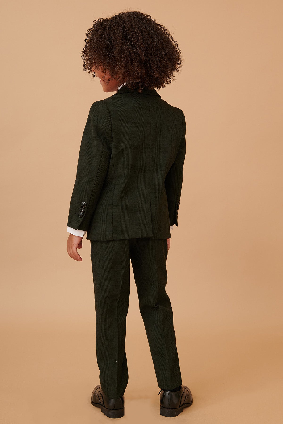 BROMLEY Kids' Olive Green Check Print 3-Piece Suit for Boys - Formal Wear for Weddings, Parties & Special Occasions