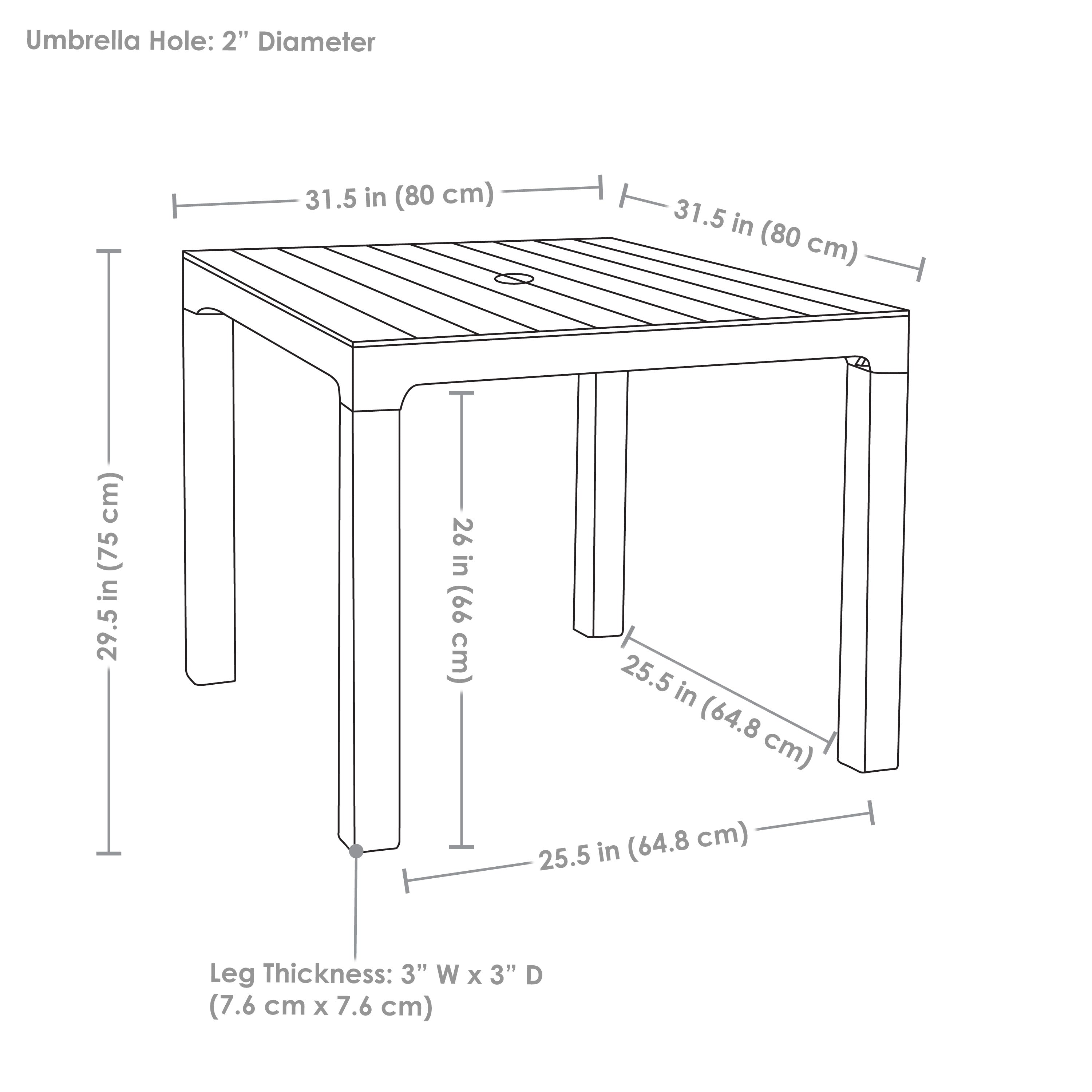 Premium Plastic Patio Dining Table with Faux Wood Top - Champagne Finish | Outdoor Dining Set for Garden, Deck & Backyard Entertaining