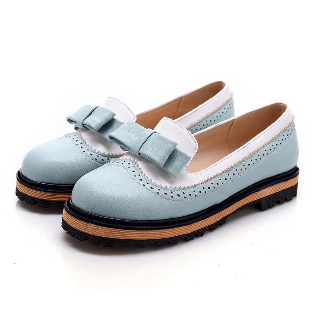 MIOKE Women's Classic Bowtie Slip-On Loafers - Round Toe Leather Ballet Flats with Pearl Accents for Comfort & Style | Perfect for Office, Wedding & Casual Outfits