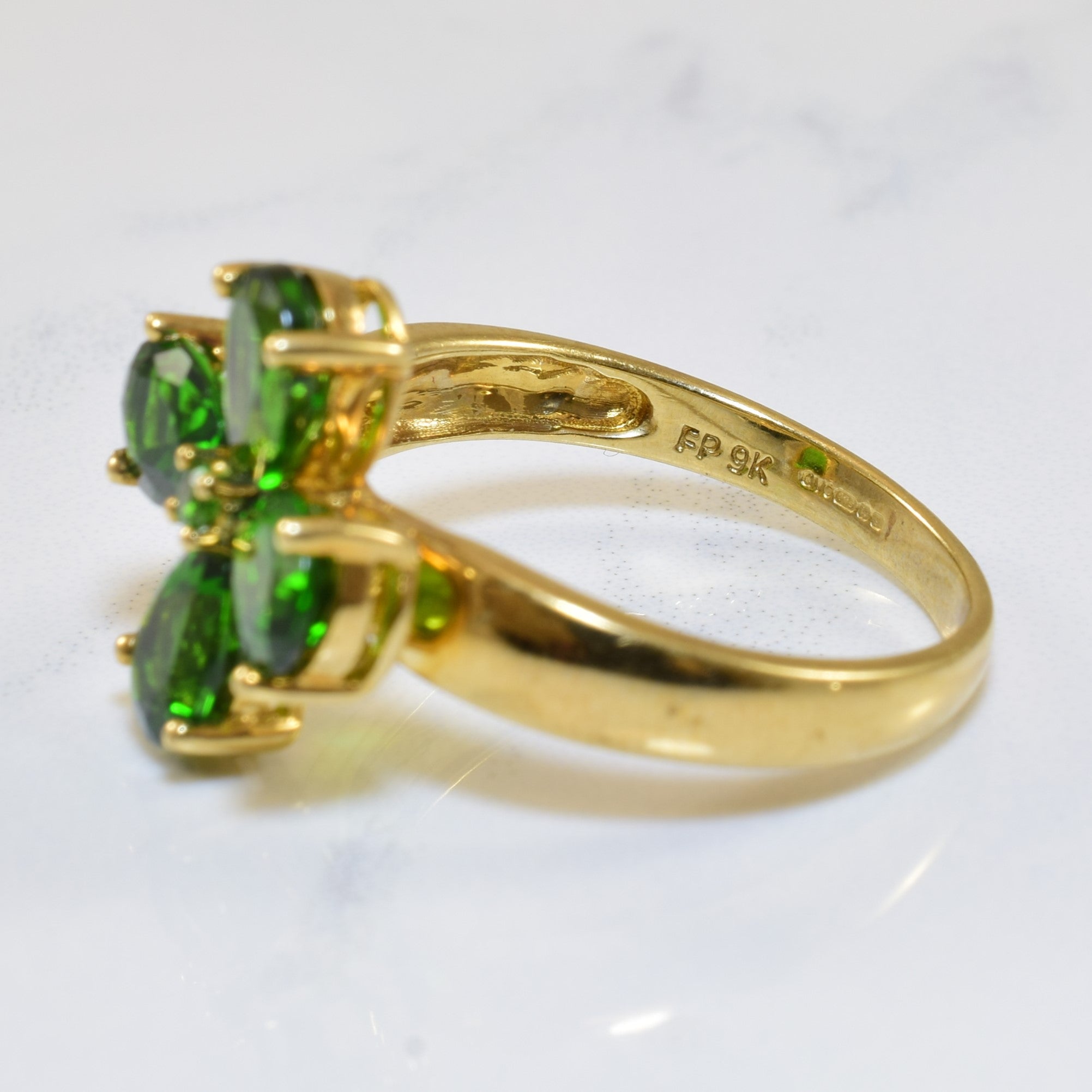 3.00ctw Chrome Diopside Clover Ring - Size 9 | Green Gemstone Jewelry for Women | Perfect for St. Patrick's Day, Birthdays & Special Occasions