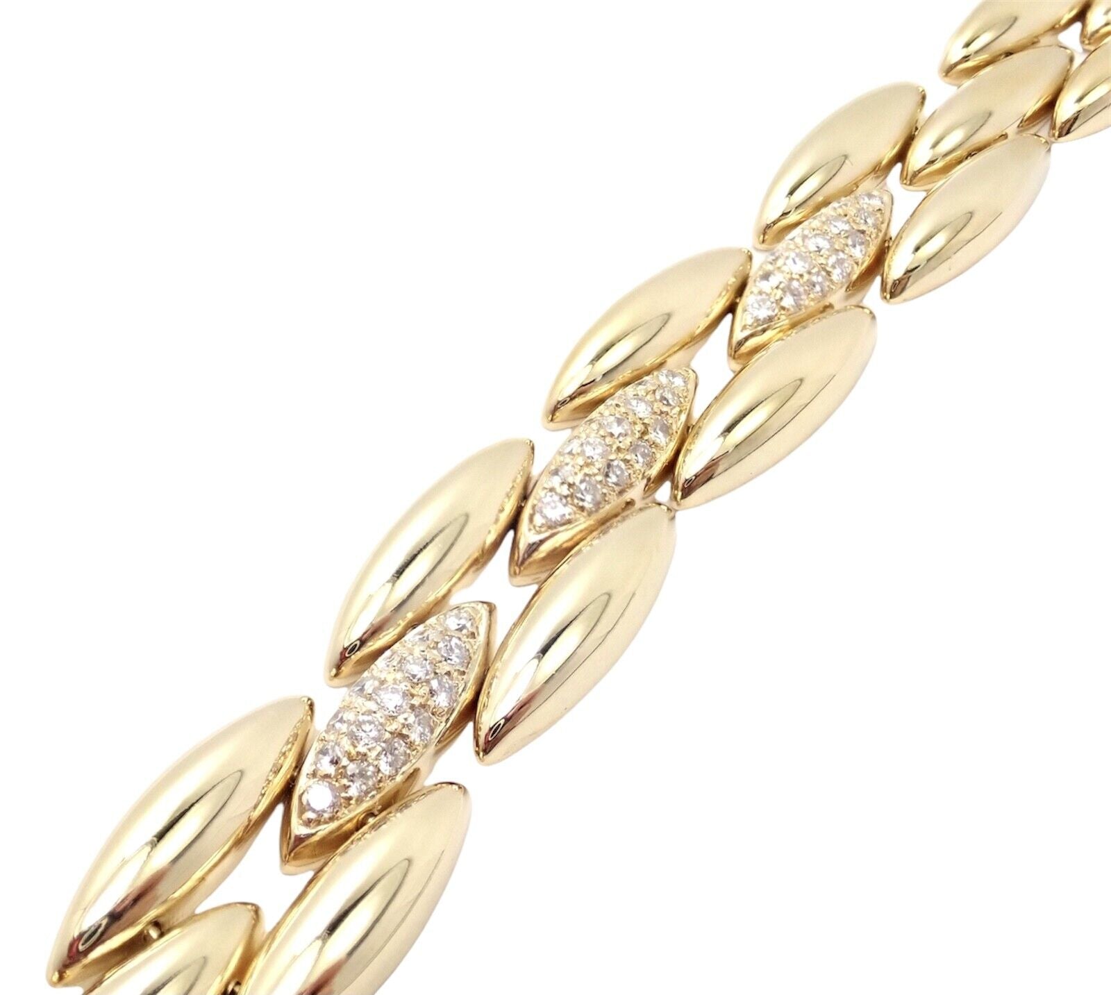 Authentic Cartier 18K Yellow Gold Diamond Three-Row Gentiane Rice Link Necklace for Women - Luxury Jewelry Gift for Anniversary, Birthday & Special Occasions