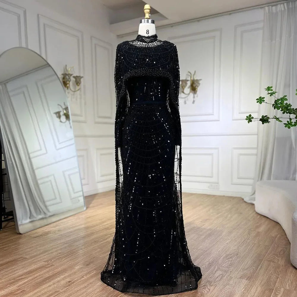 Luxury Muslim Hijab Mermaid Long Cape Evening Dress for Women - Dubai Arabia Wedding Party Gown 2025 LA72032M | Elegant Formal Wear for Special Occasions & Celebrations