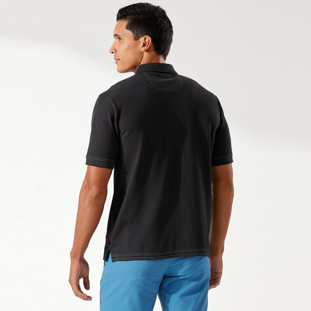 Tommy Bahama IslandZone Emfielder 2.0 Polo Shirt for Men - Breathable Quick-Dry Golf Shirt, UPF 50+ Sun Protection, Moisture Wicking Black Polo - Perfect for Golf, Tennis, Beach & Casual Wear
