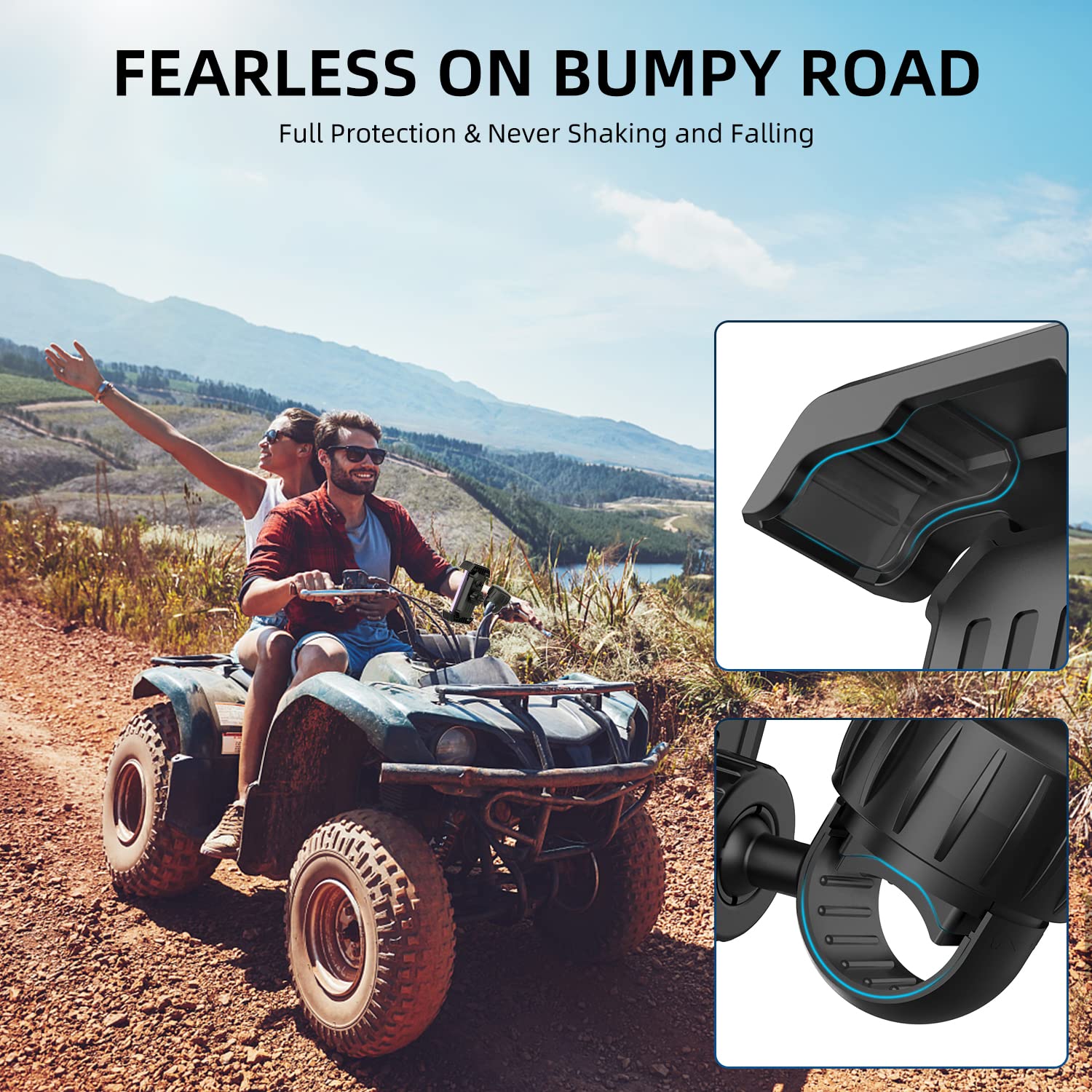 POSIKO Universal Bike Phone Mount Holder - Adjustable Motorcycle & Bicycle Phone Mount for iPhone, Samsung & Smartphones 4.7