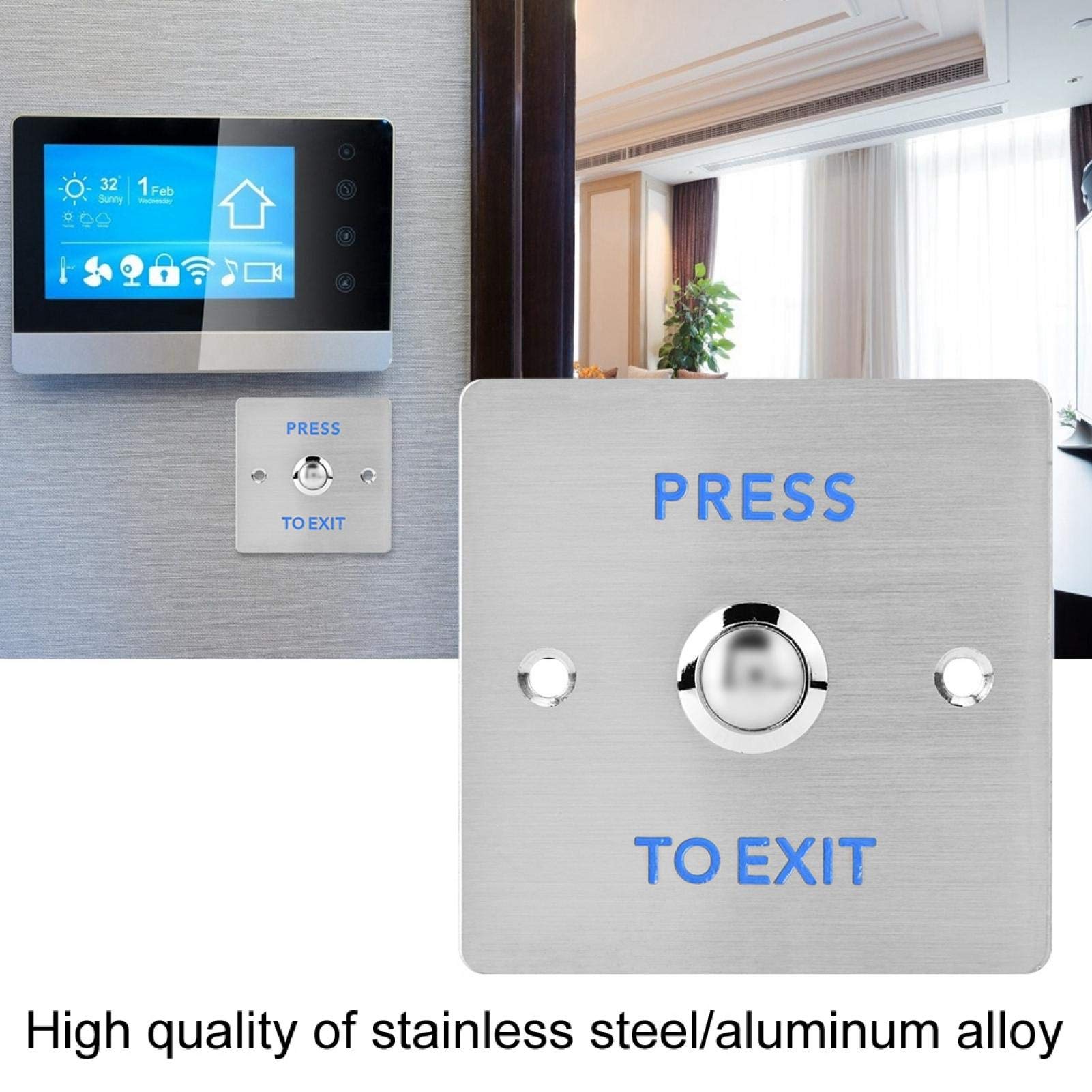 Stainless Steel Exit Door Release Button - Access Control Switch for Smart Security Locks | Ideal for Hotels, Homes & Office Buildings