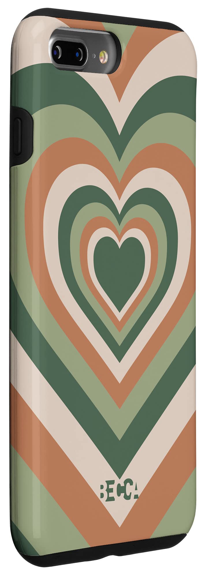 iPhone 7 Plus/8 Plus Sage Green Love Heart Coffee Latte Pattern Brown Phone Case - Stylish Protection for Coffee Lovers