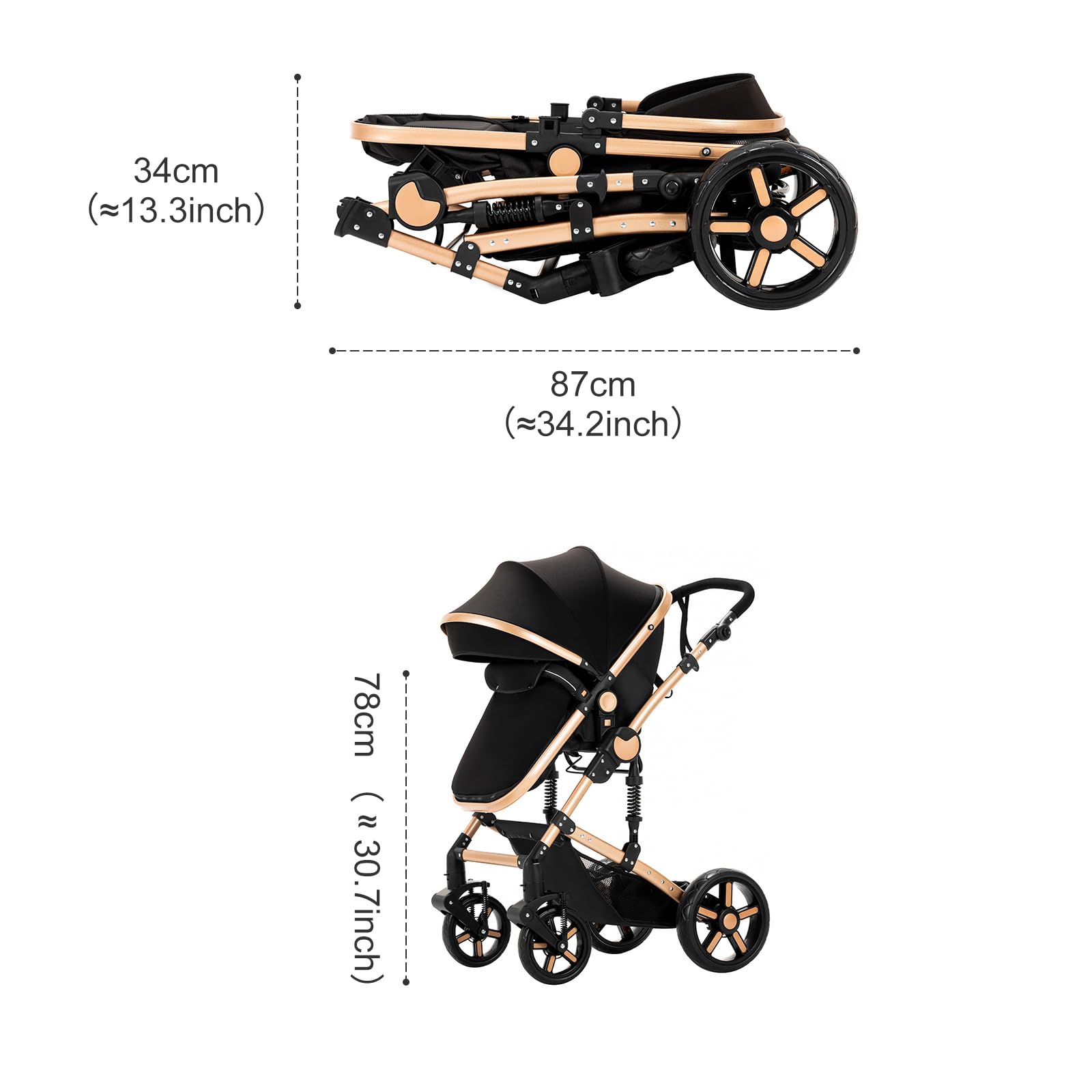 2 in 1 Baby Stroller with Bassinet | Convertible Reversible Infant Stroller for Newborns | Lightweight Travel Stroller with One-Click Folding | Toddler Standard Pram Carriage (2US588-BG) | Perfect for Shopping, Travel & Daily Walks