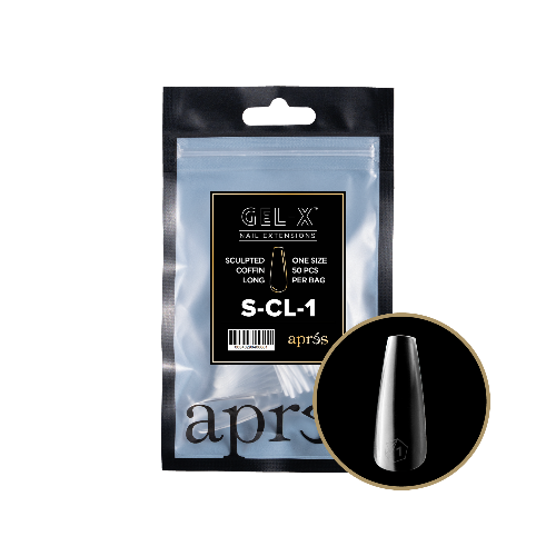 Apres Gel X Refill Tips 2.0 (50pcs) - Sculpted Long Coffin Nail Extensions for Professional Salon & DIY Manicure at Home
