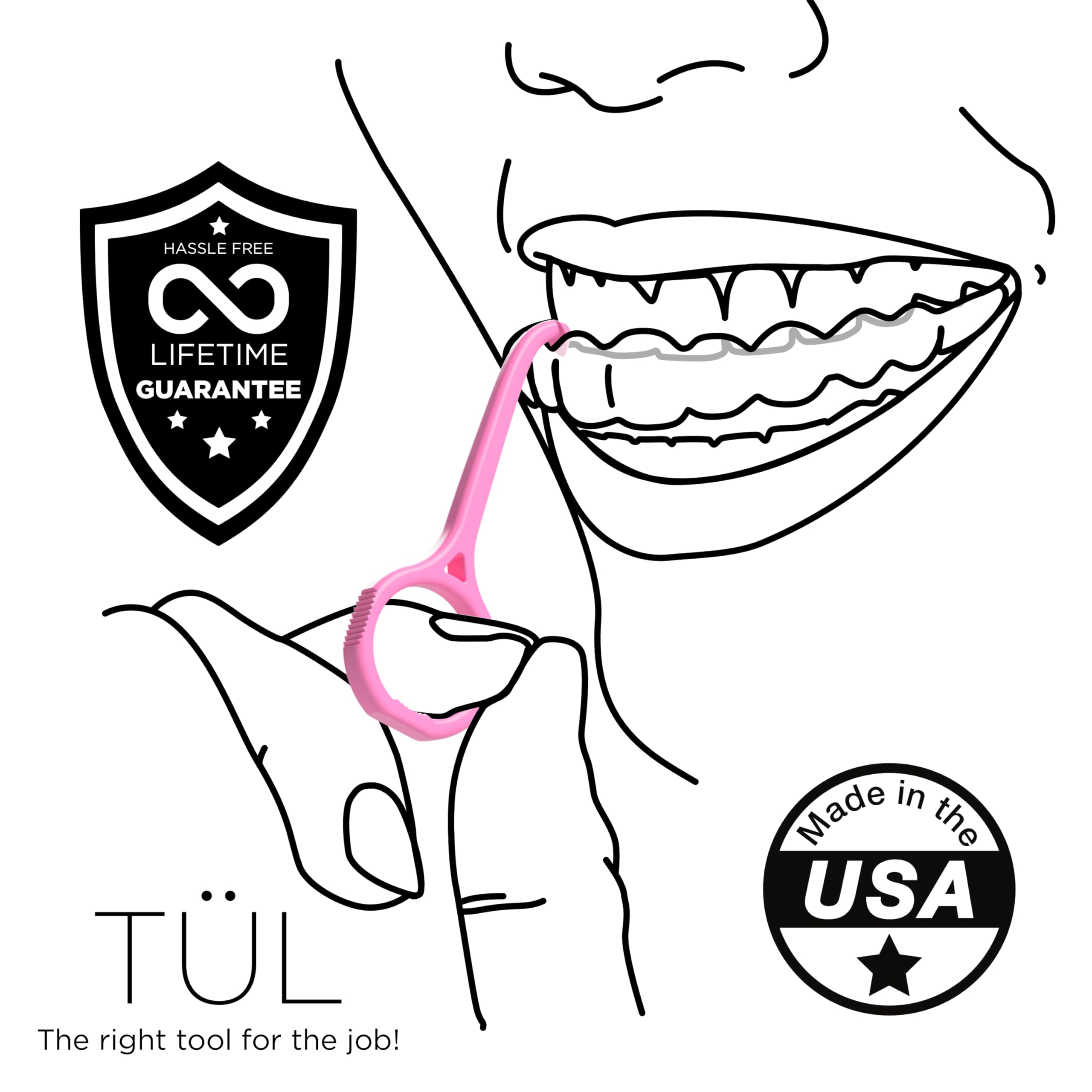 TÜL Aligner Remover Tool - Made in USA | Lifetime Replacements | Orthodontist Recommended for Aligners & Retainers | FBM Pink 4-Pack | Fast Shipping | Perfect for Invisalign, ClearCorrect & Nighttime Retainer Care
