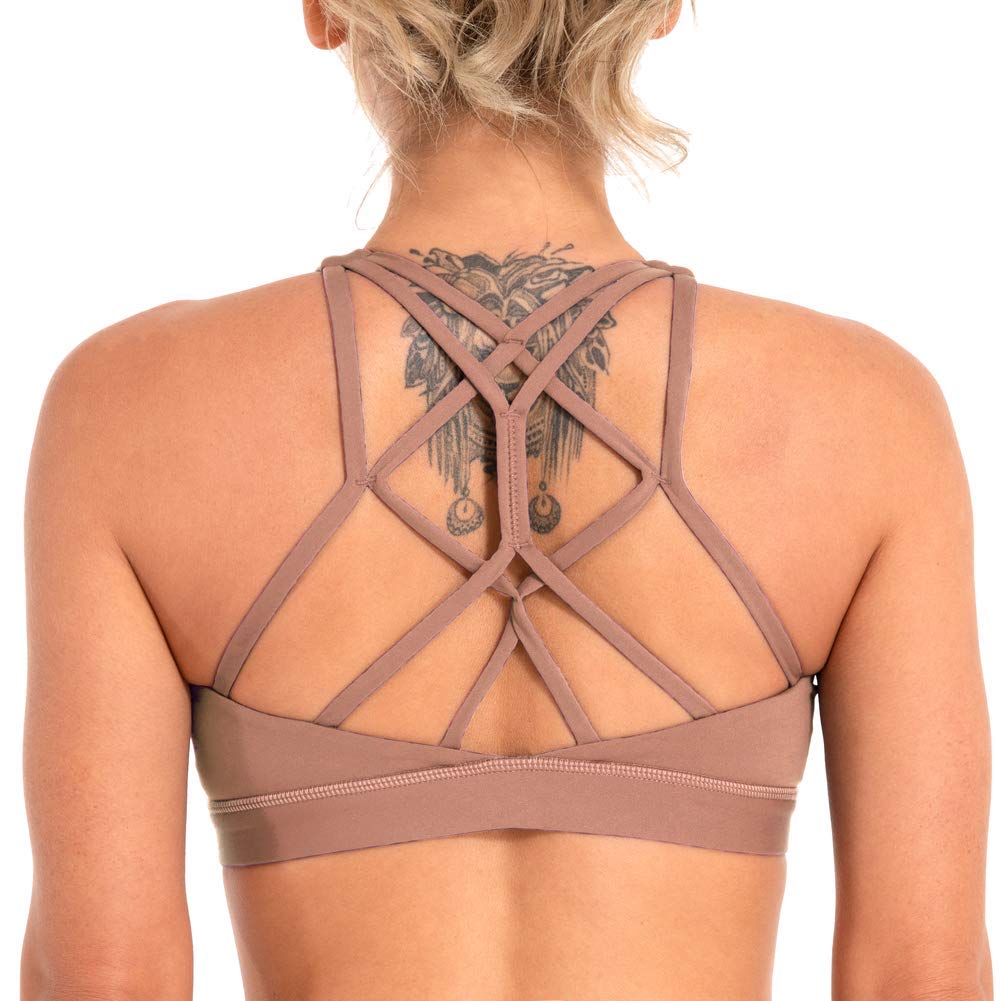 Women's Low Support Padded Sports Bras - Strappy Criss-Cross Back for Yoga & Workout