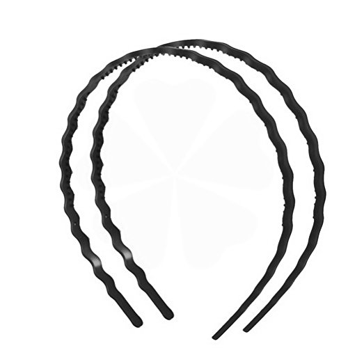 Ucland Women's Plastic Wave Teeth Design Thin Headband - 2 Pack Black Hair Hoop for Women & Girls - Perfect for Sports, Workouts, and Everyday Styling