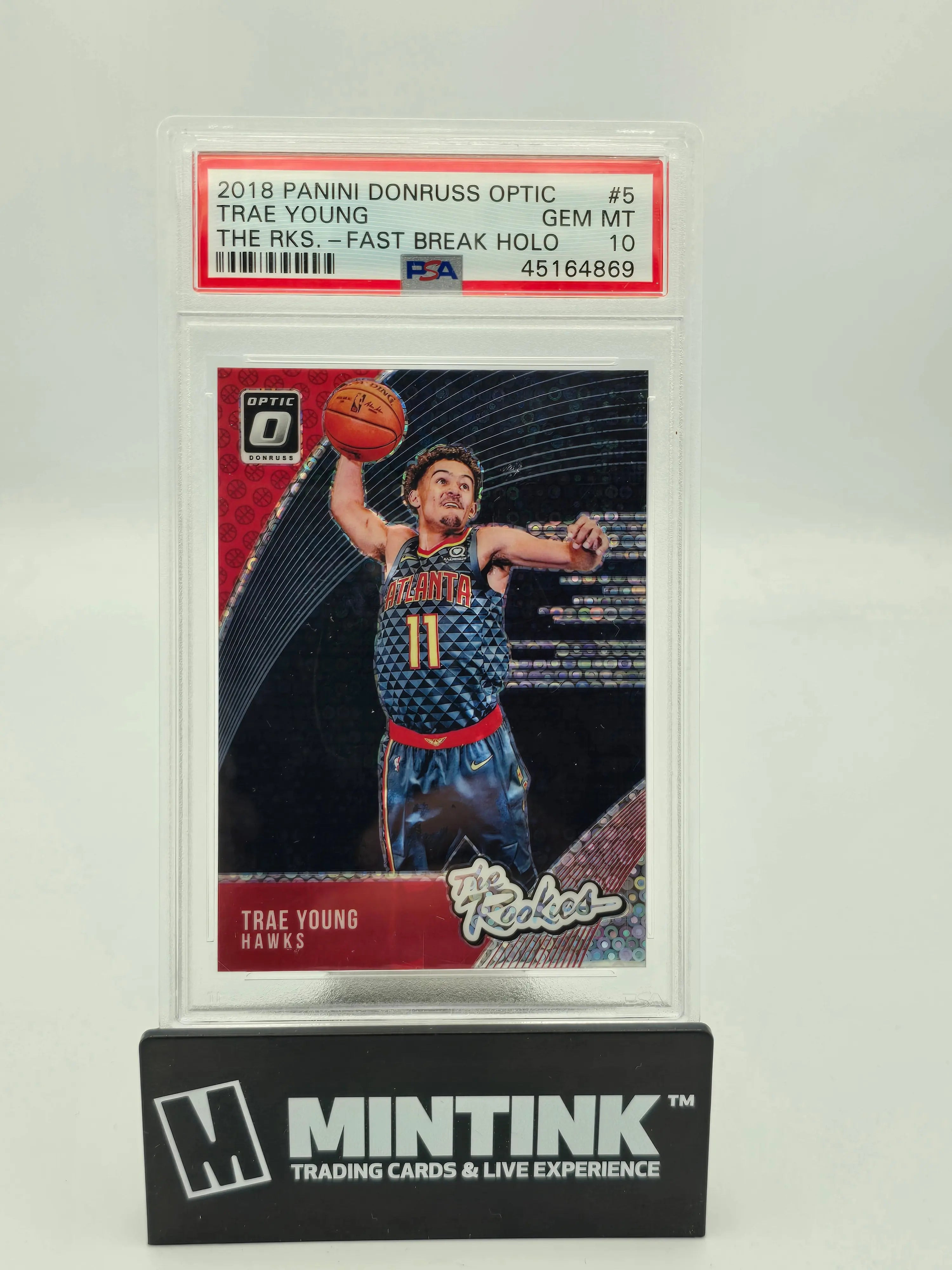 2018 Donruss Optic Basketball The Rookies Trae Young RC Fast Break Holo PSA 10 Graded Card - Perfect for Collectors, Investment & Sports Memorabilia Displays
