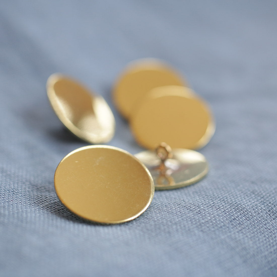 Flat Brass Buttons Large 5 Pack - Vintage Style Metal Buttons for Jackets, Coats & DIY Sewing Projects