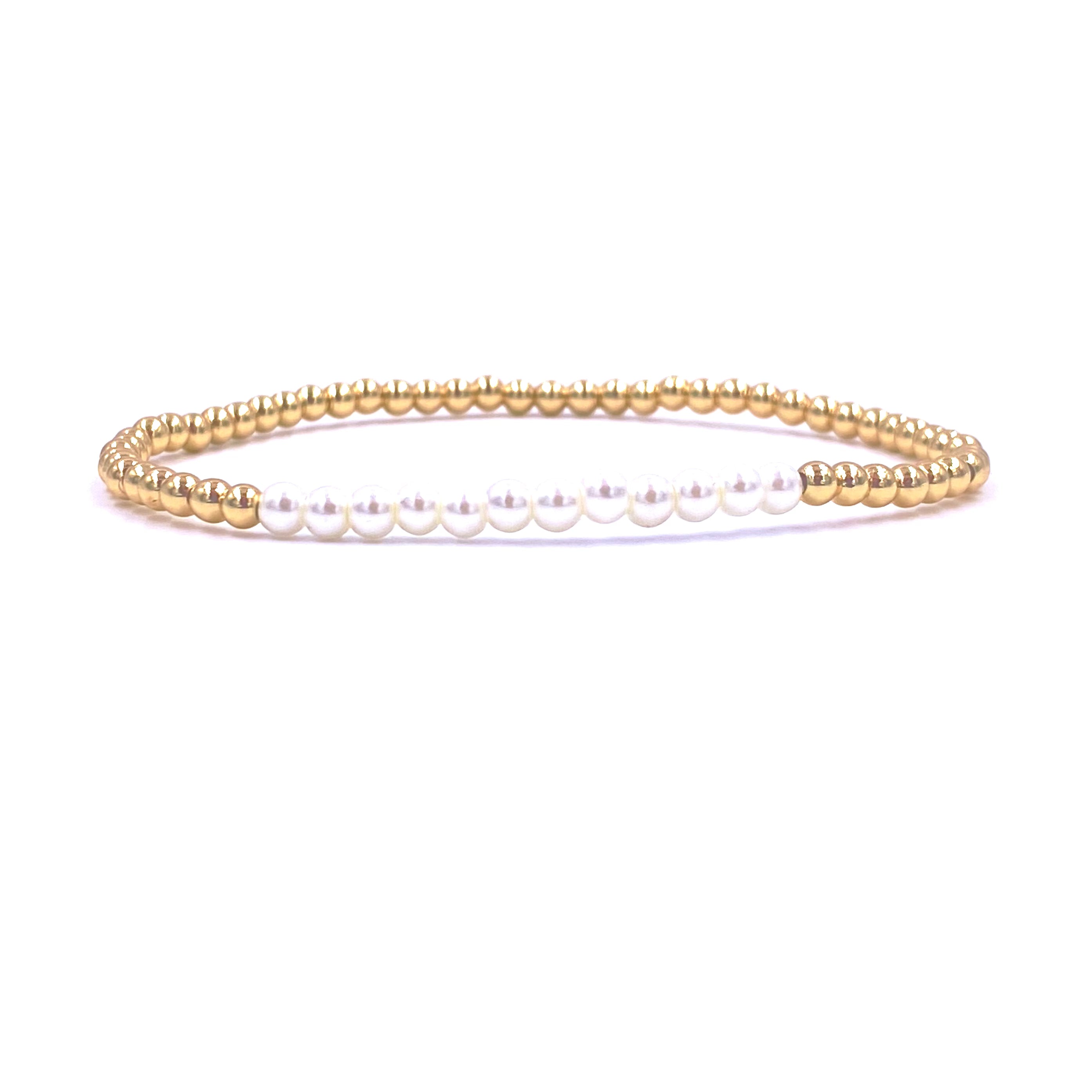 Ashley Gold Stainless Steel Gold Plated 12mm Freshwater Pearl Beaded Stretch Bracelet for Women - Elegant Jewelry Gift for Birthday, Anniversary & Special Occasions