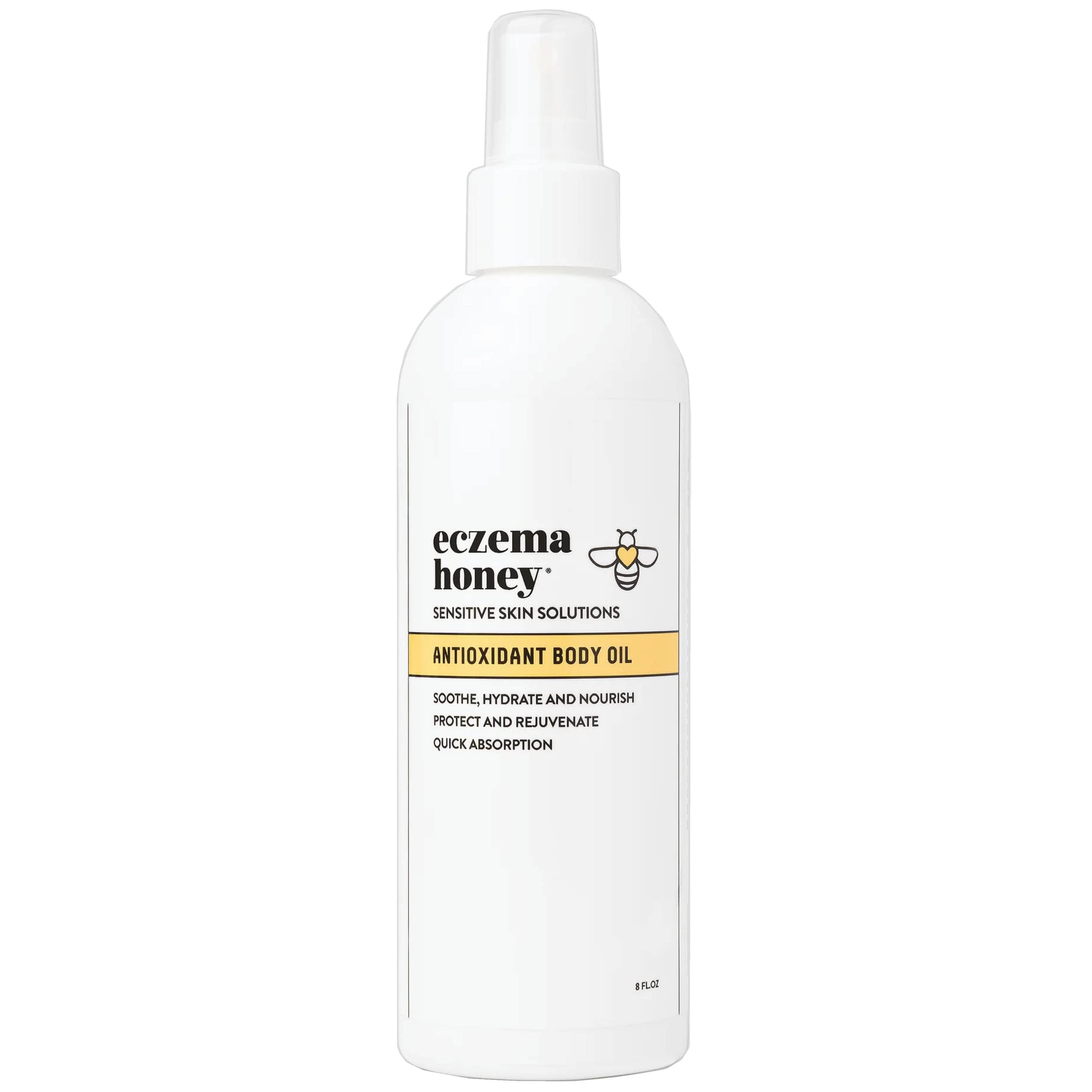 ECZEMA HONEY Antioxidant Body Oil Spray - Unscented Moisturizing Skin Care for Eczema-Prone & Sensitive Skin - After Shower Hydration for Women, Men & Kids (8 Fl Oz) - Perfect for Dry Skin Relief & Daily Nourishment
