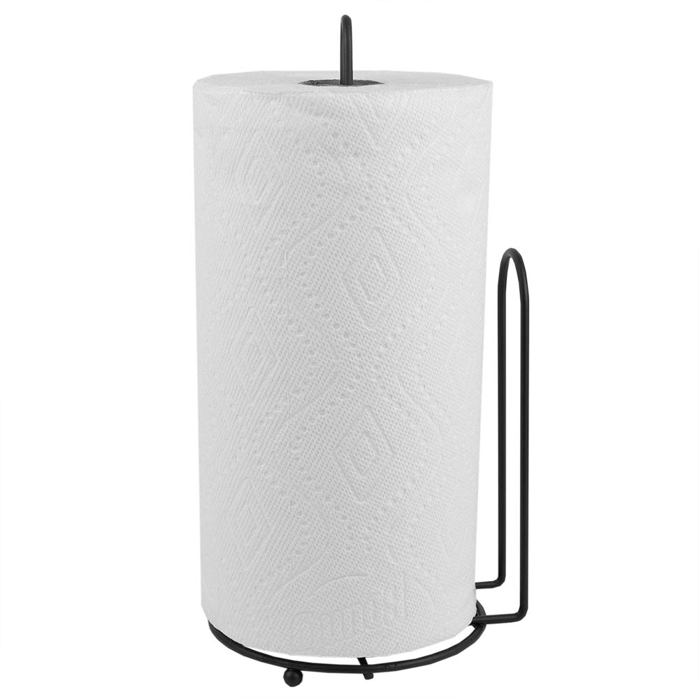Home Basics Bronze Steel Countertop Paper Towel Holder with Easy-Tear Arm - Raised Feet for Stability, Contemporary Design for Kitchens, Restaurants & Offices