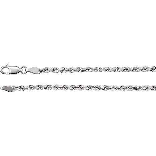14K White Gold 2.8mm Diamond Cut Rope Chain Necklace 18