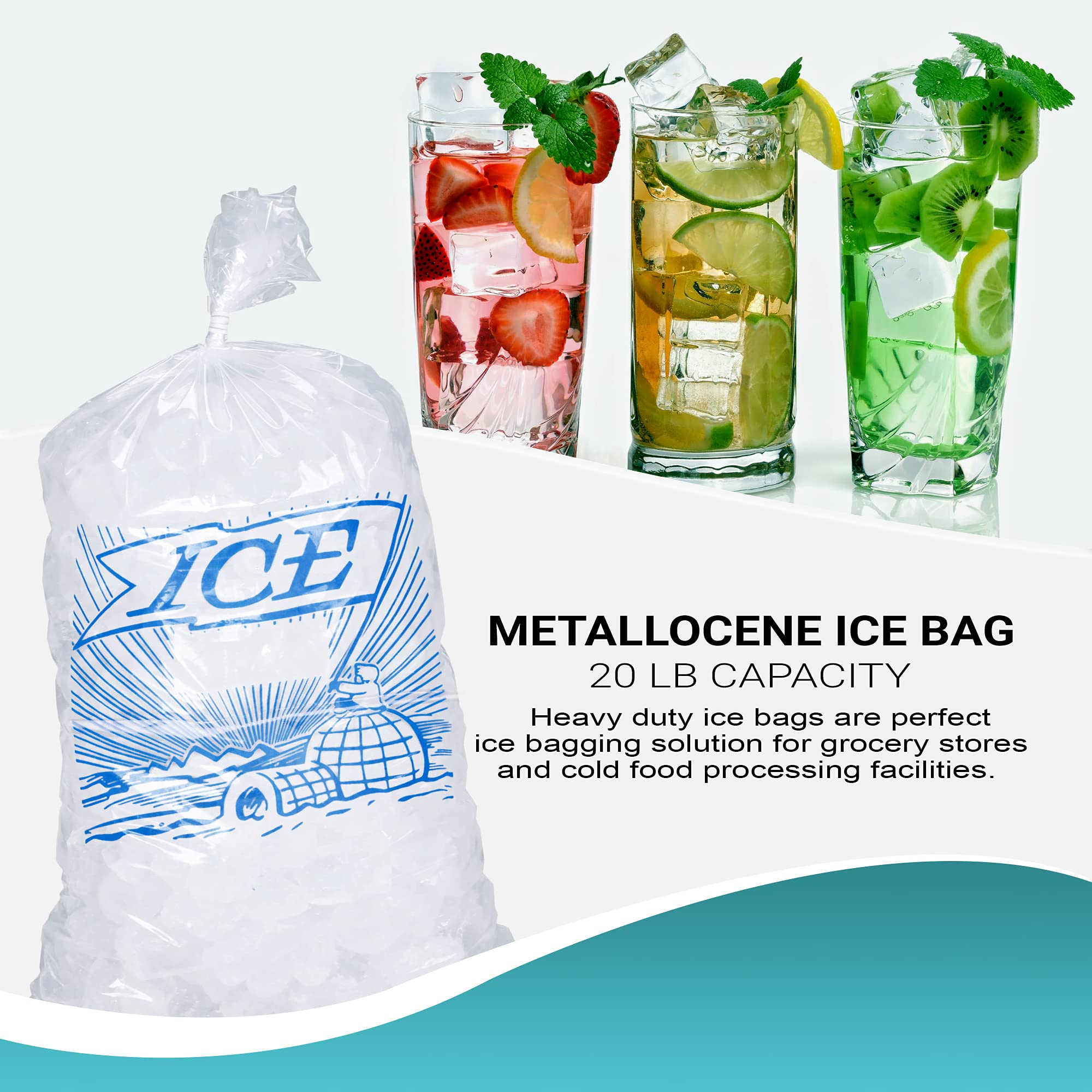 APQ 500 Pack 20 lb Metallocene Ice Bags 13.5