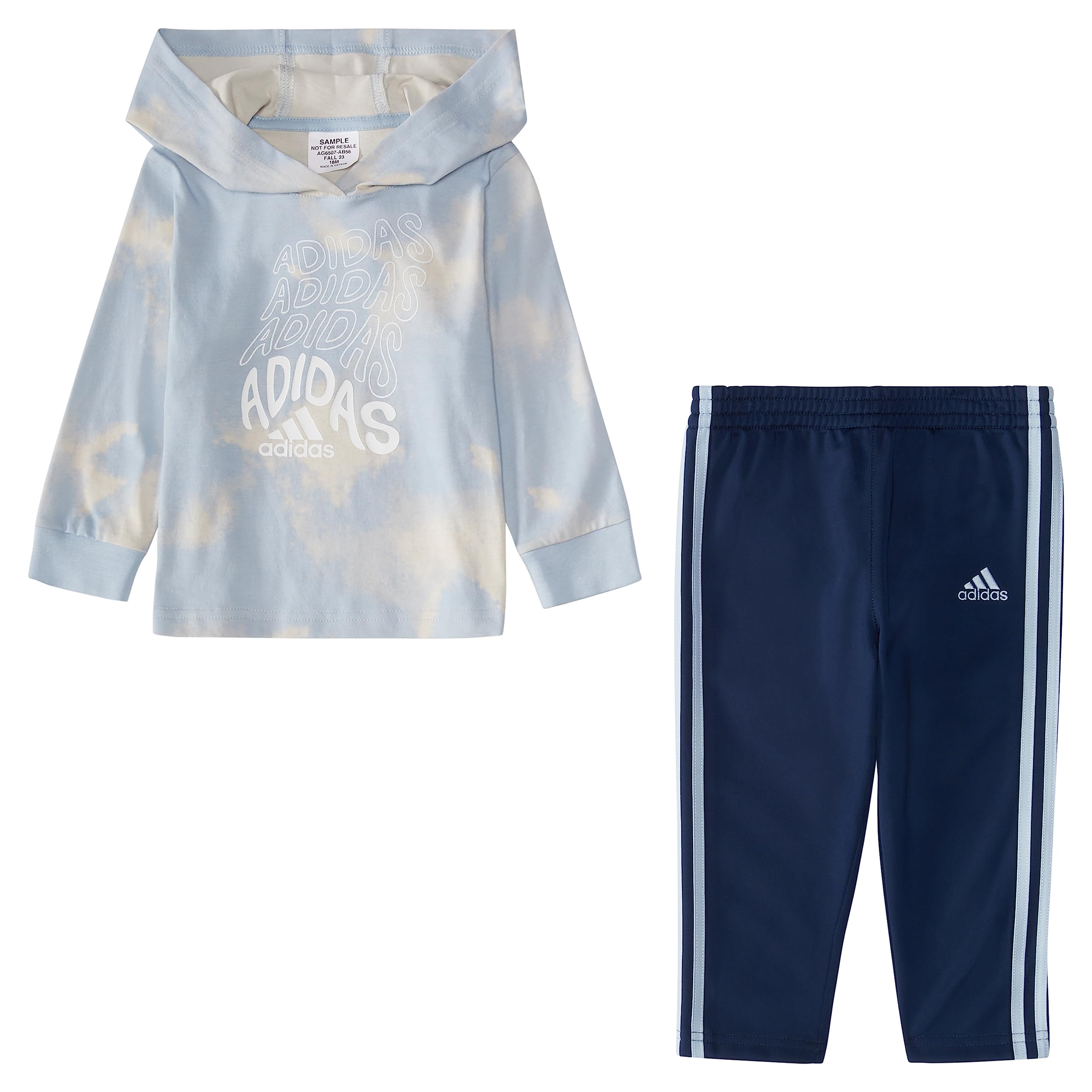 Adidas Baby Boys 2-Piece Long Sleeve Hooded Tee & Jogger Set - Soft Cotton Outfit for Toddlers | Playtime, Casual Wear & Family Outings