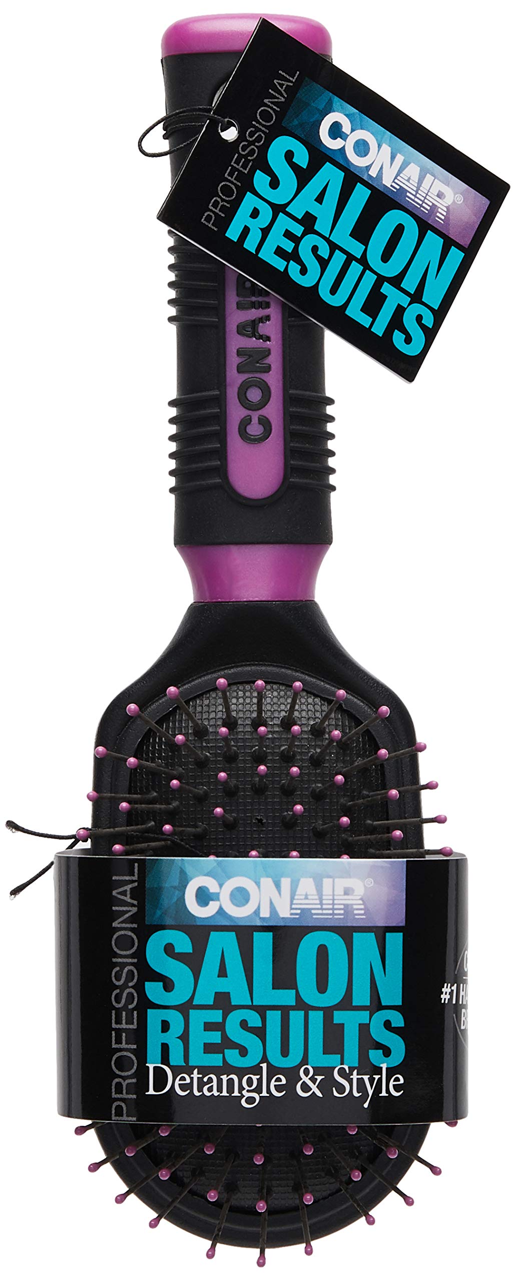 Conair Pro Hair Brush with Cushion Bristles - Compact Purse Size Travel Hairbrush for Smoothing & Detangling - Perfect for On-the-Go Styling, Travel, Gym & Everyday Use