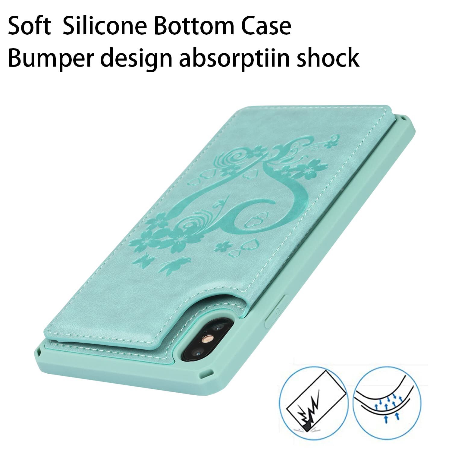 Premium Leather Wallet Case for iPhone X/Xs - RFID Blocking Card Holder with Kickstand & Wrist Strap | Slim Protective Phone Cover for Men & Women | Perfect for Work, Travel & Everyday Use (Green)