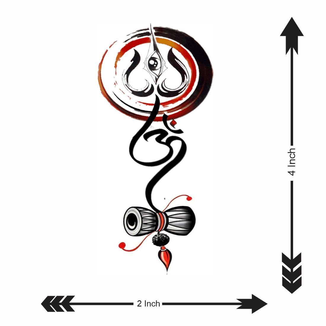 Waterproof Temporary Tattoo - Om with Trishul Shiv Design for Hand | Long Lasting Fake Body Art for Festivals, Yoga, Spiritual Events & Costume Parties