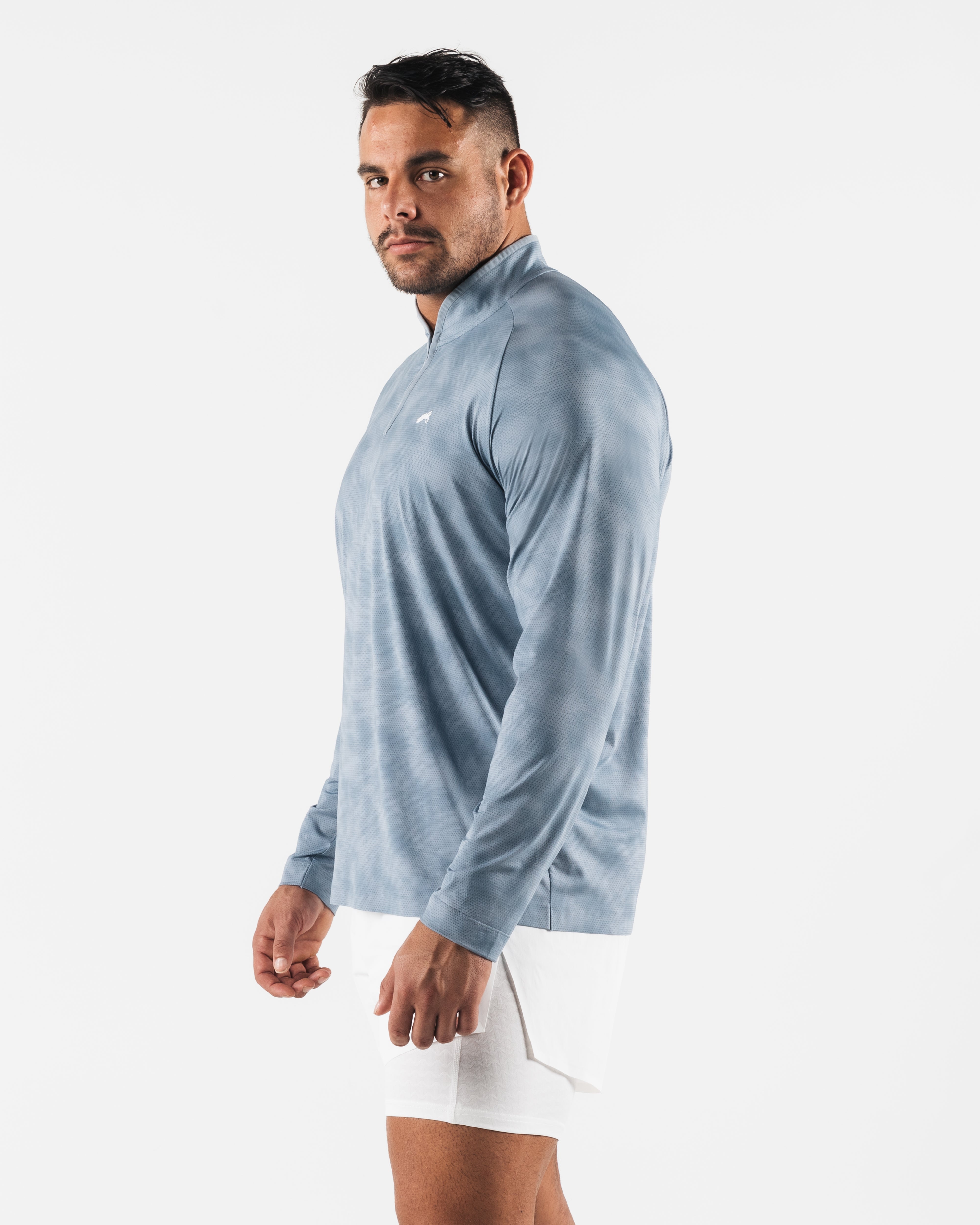 Men's Racer Quarter Zip Pullover with Slate Print - Lightweight Athletic Top for Running, Golf & Casual Wear