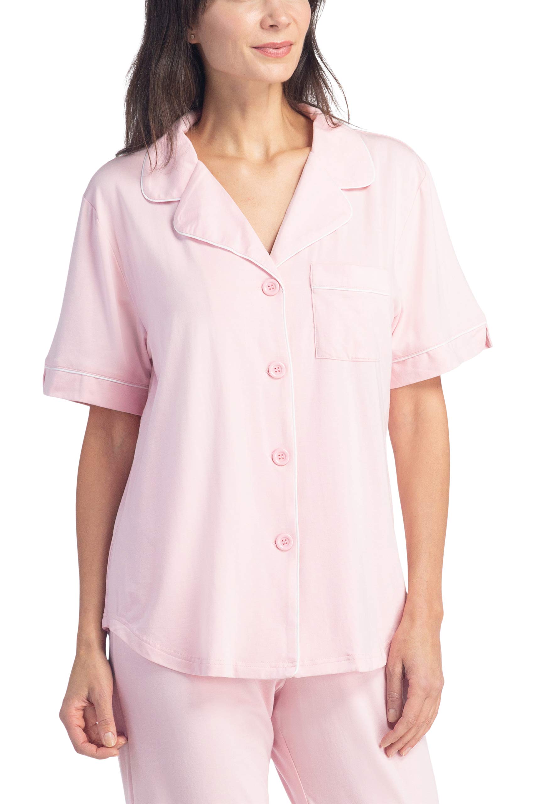 Fishers Finery Women's Button Down Capri Pajama Set - Soft Sleepwear with Gift Box - Perfect for Relaxing at Home, Lounging & Comfortable Nightwear